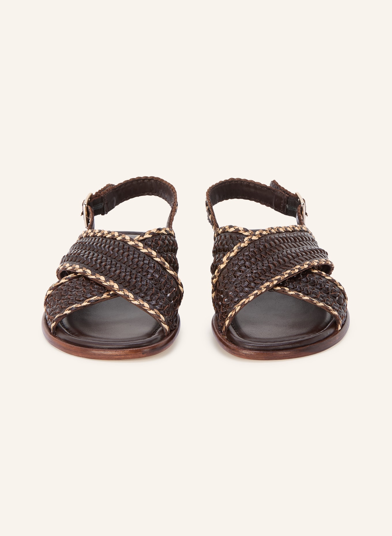 PONS QUINTANA sandales: MARRON FONCÉ / OR / BEIGE