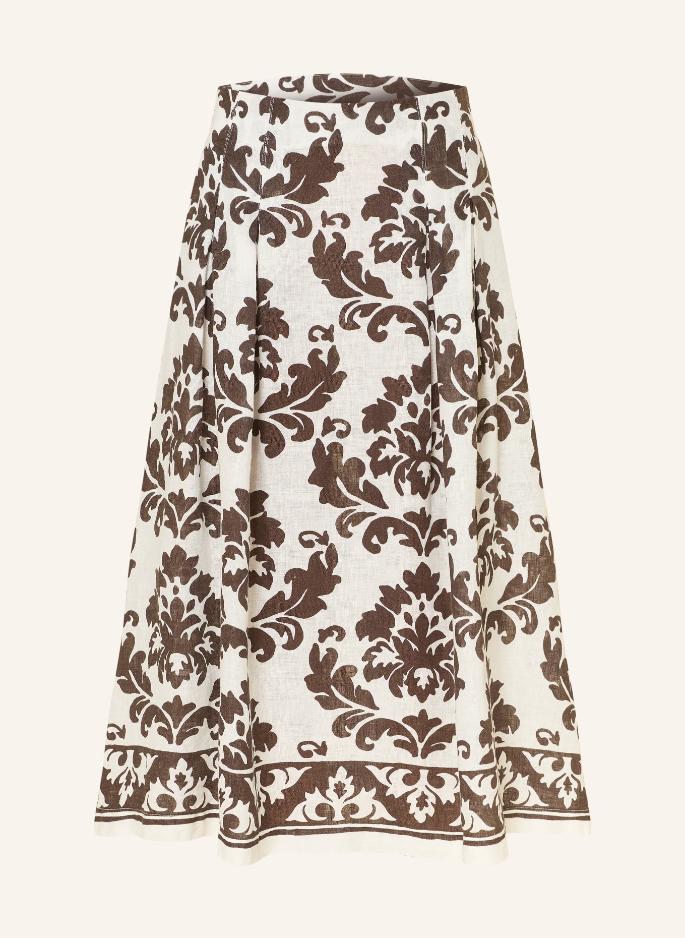 ROBERT FRIEDMAN Linnen rok: CRÈME / MARRON FONCÉ