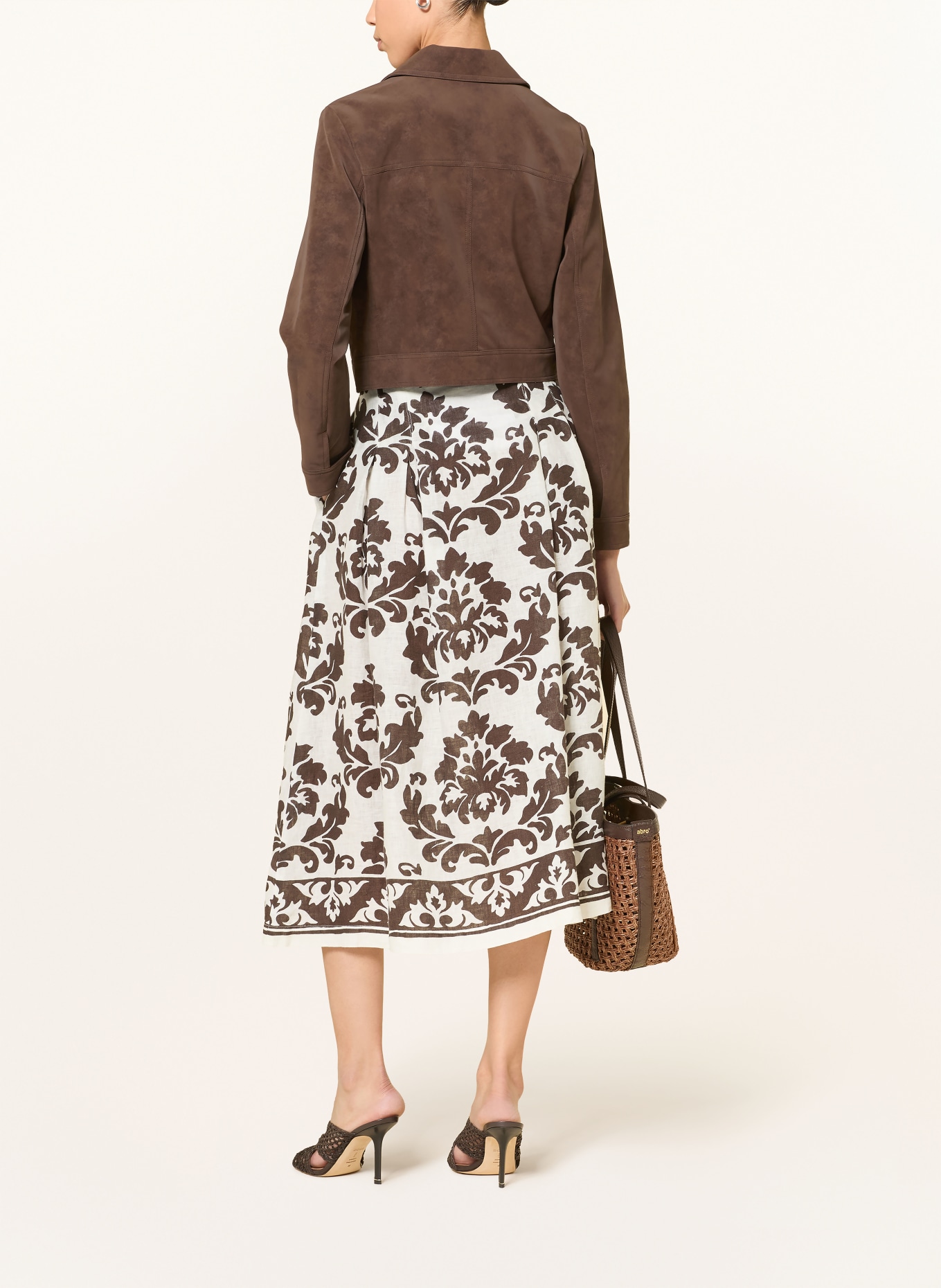 ROBERT FRIEDMAN Linnen rok: CRÈME / MARRON FONCÉ