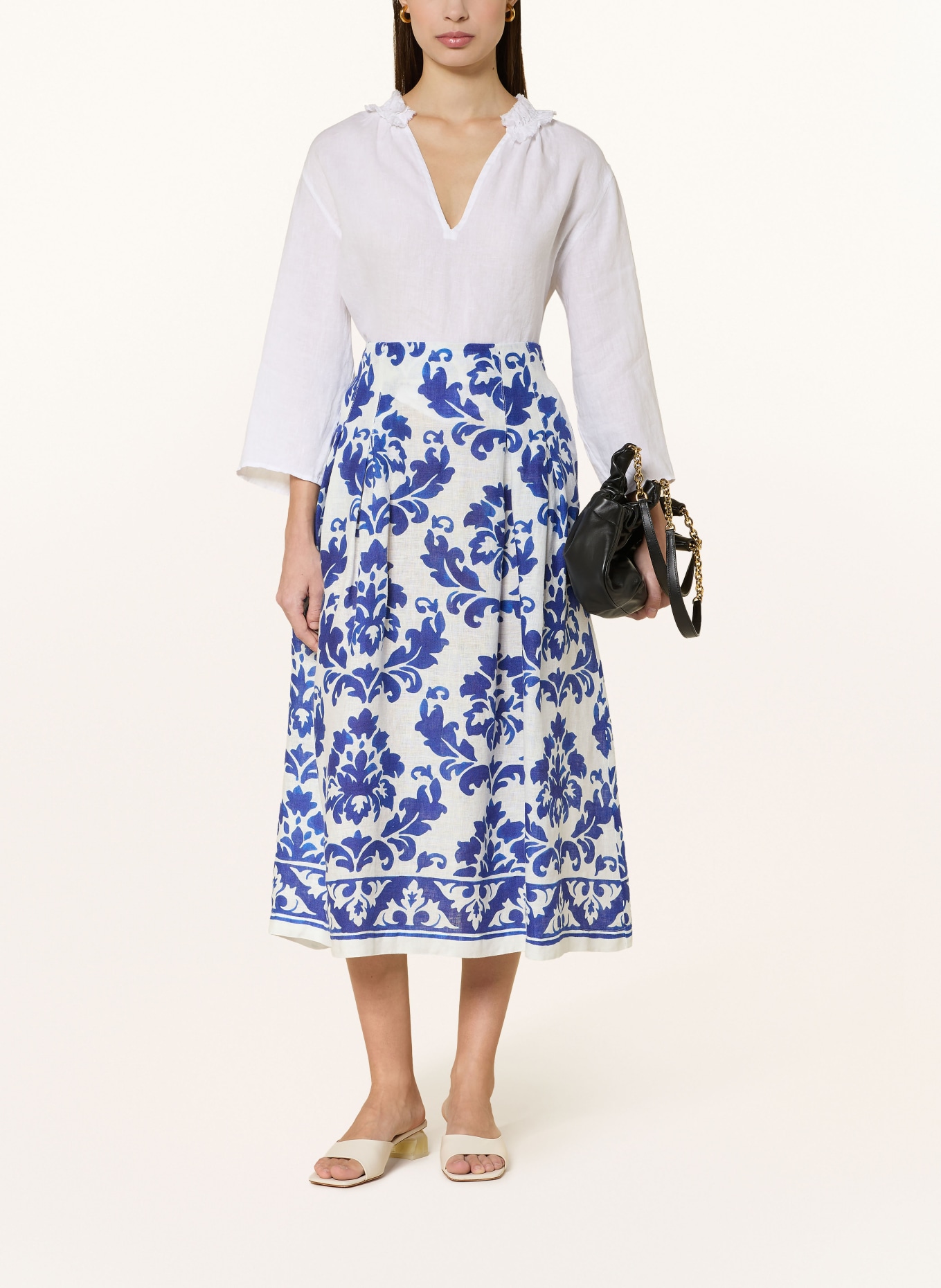 ROBERT FRIEDMAN Leinenrock: BLAU / WEISS