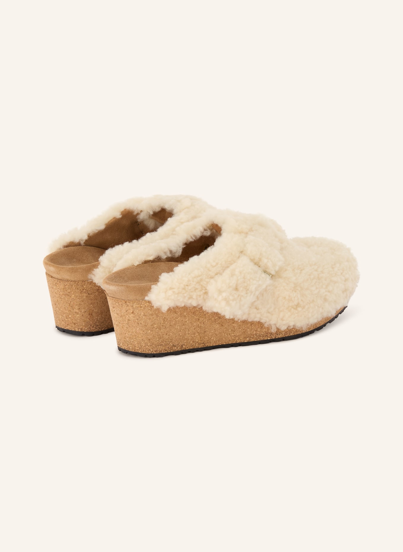 BIRKENSTOCK Plateau-Mules FANNY TEDDY: ECRU / GOLD