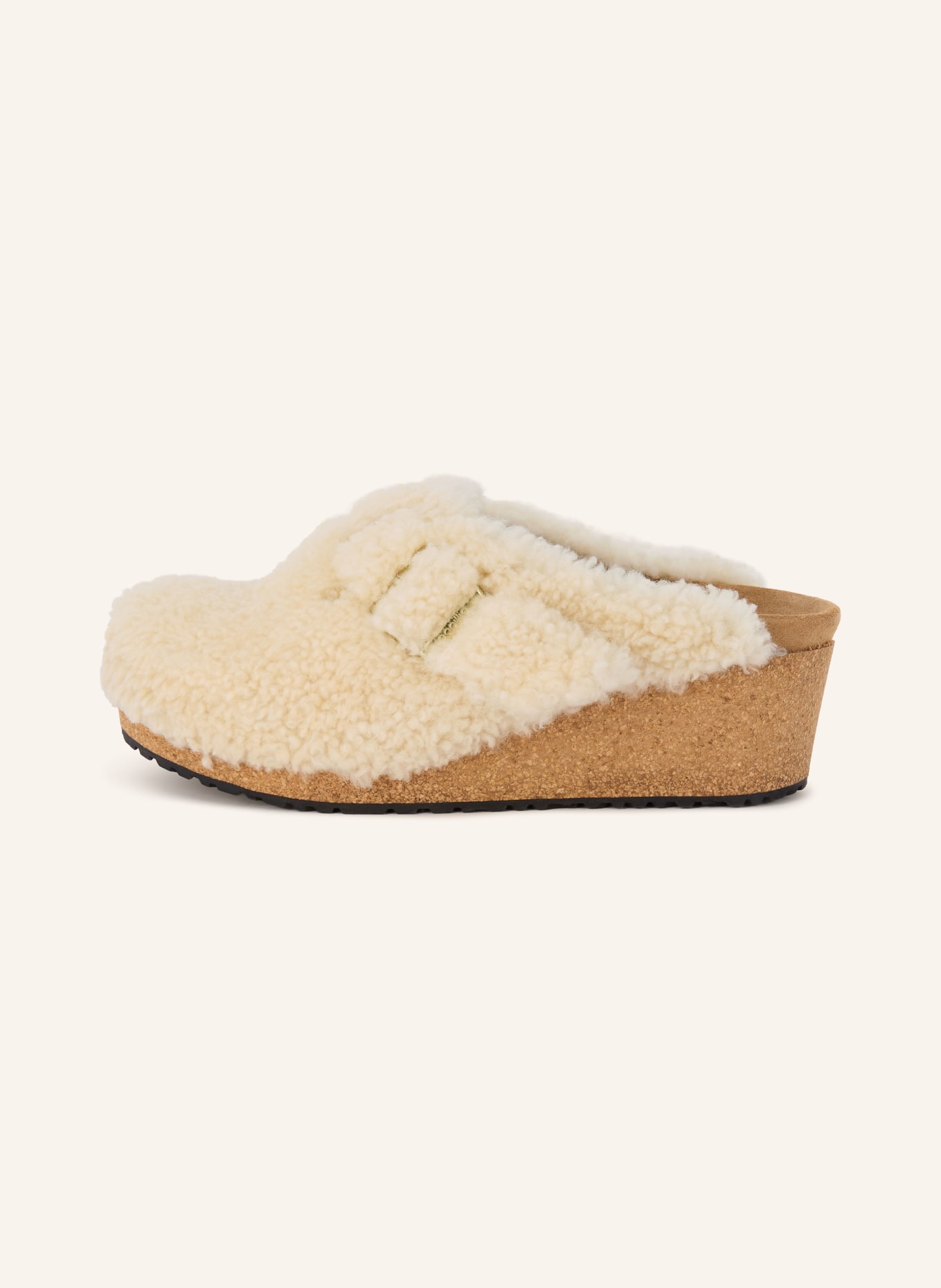 BIRKENSTOCK Plateau-Mules FANNY TEDDY: ECRU / GOLD