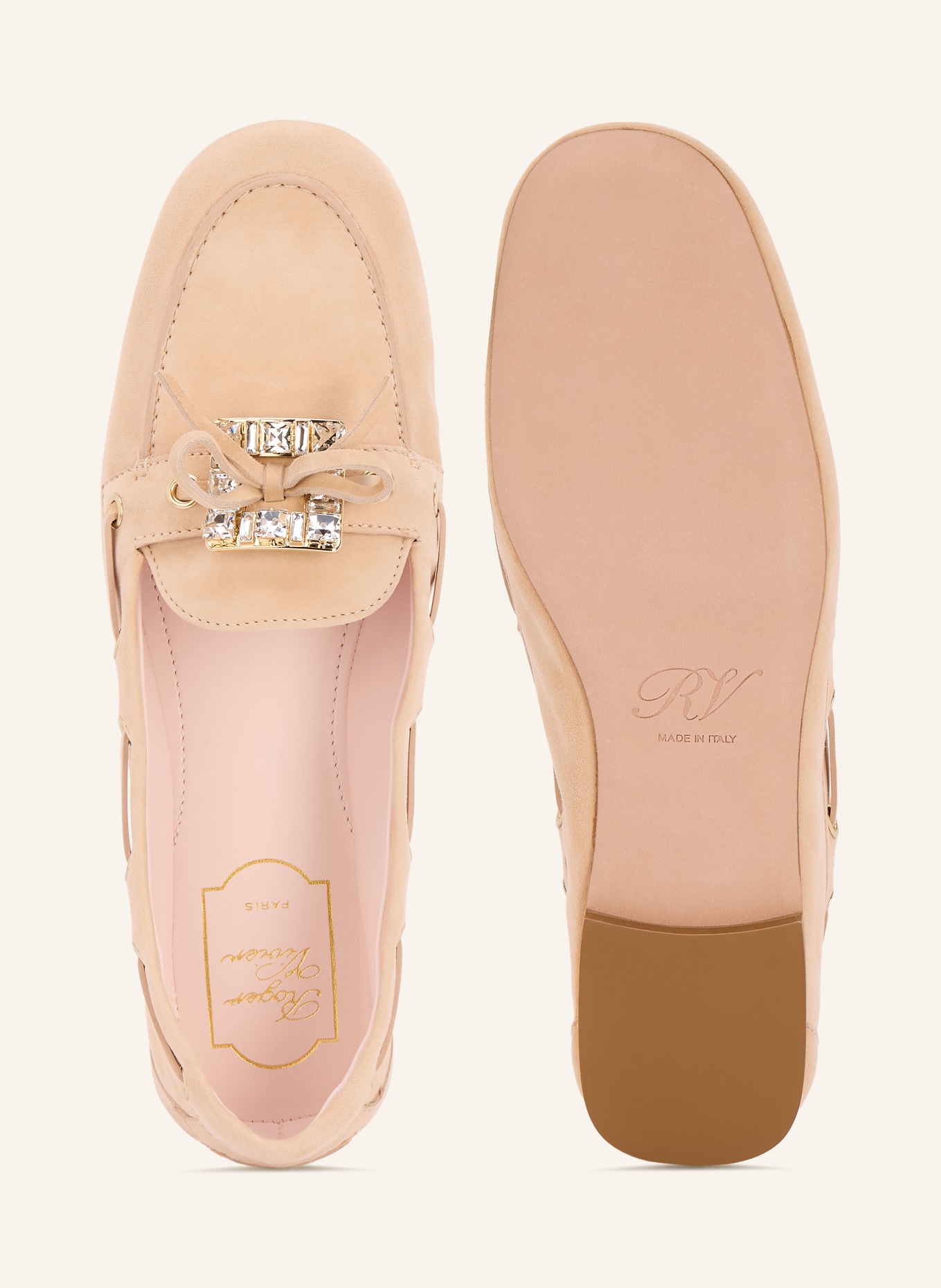 Roger Vivier Bootsschuhe mit Schmucksteinen: HELLROSA / GOLD