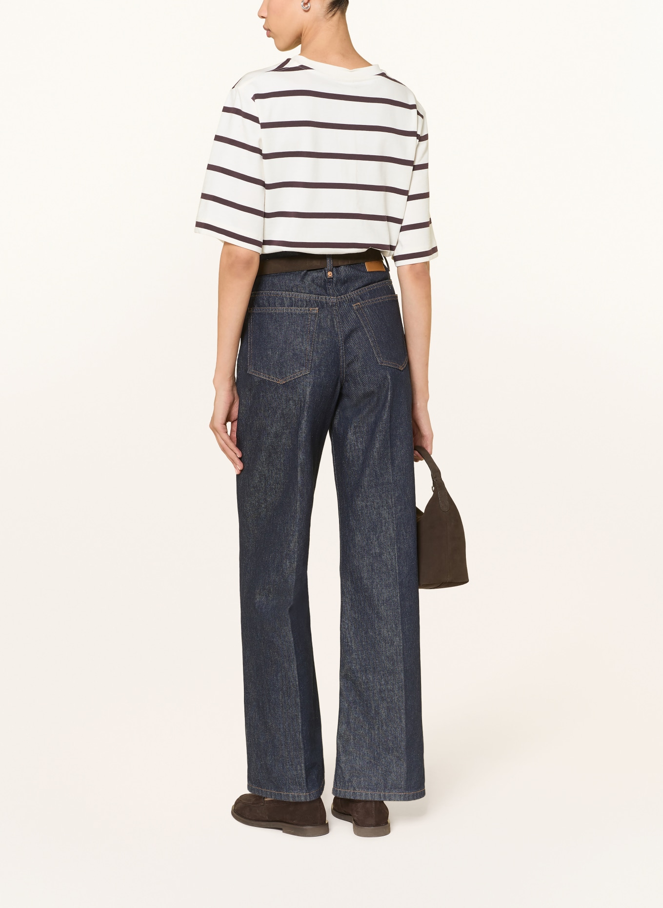 ARKET T-shirt: WIT / MARRON FONCÉ