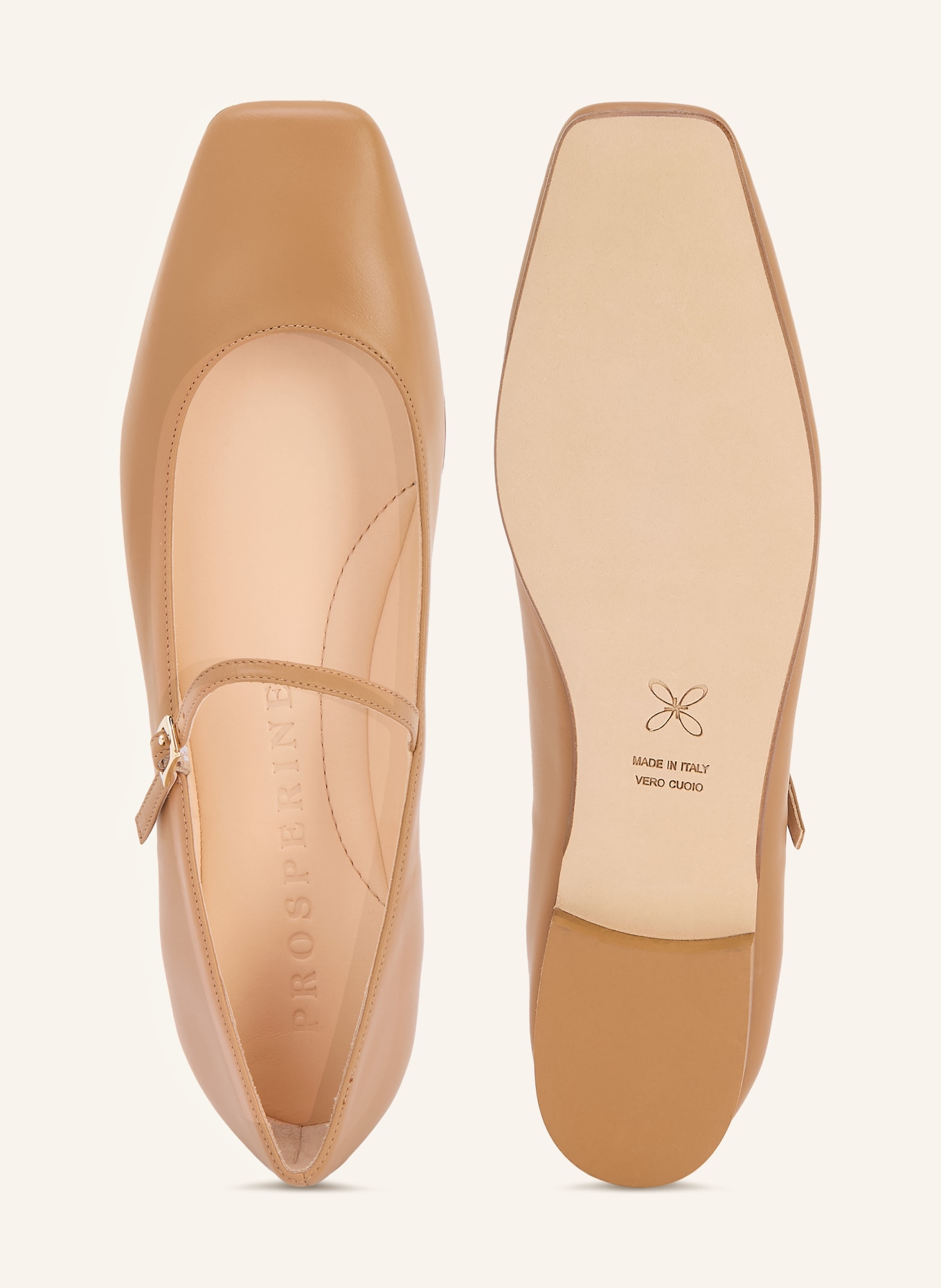 PROSPERINE Mary Jane ballet flats: LIGHT BROWN