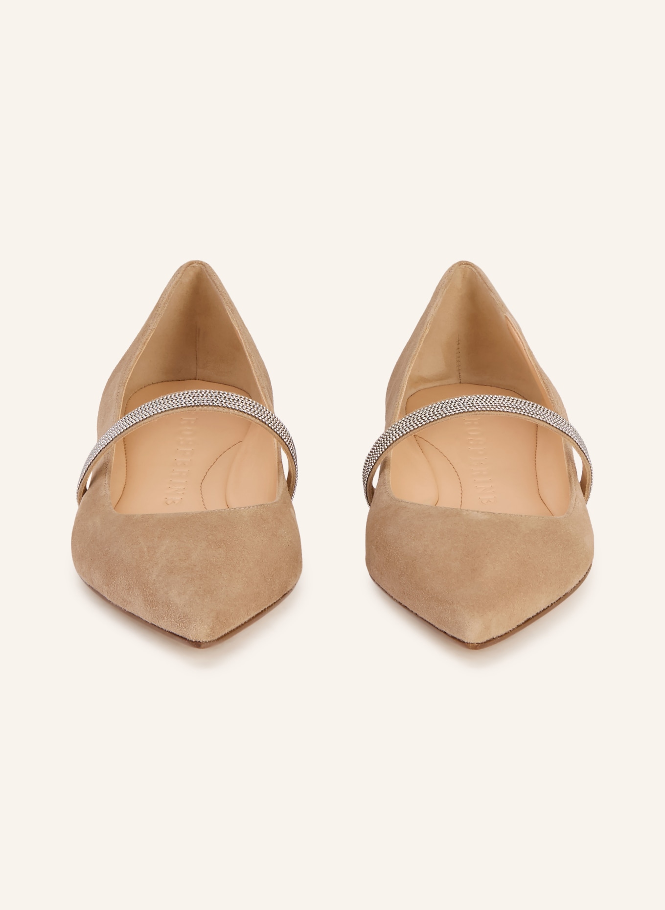 PROSPERINE Mary-Jane-Ballerinas mit Schmuckperlen: HELLBRAUN