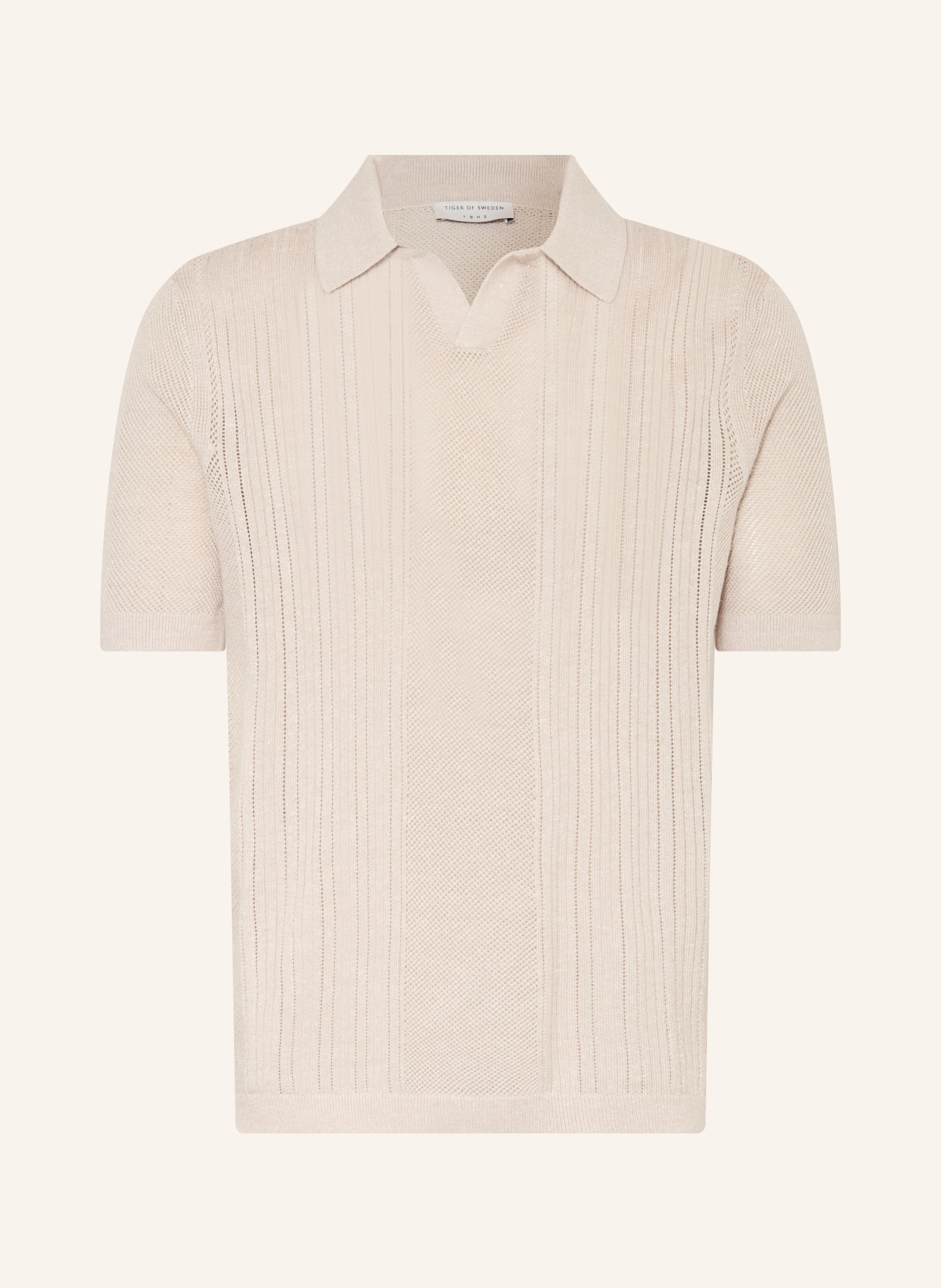 TIGER OF SWEDEN Polo en maille EOIN avec lin et laine mérinos: ÉCRU