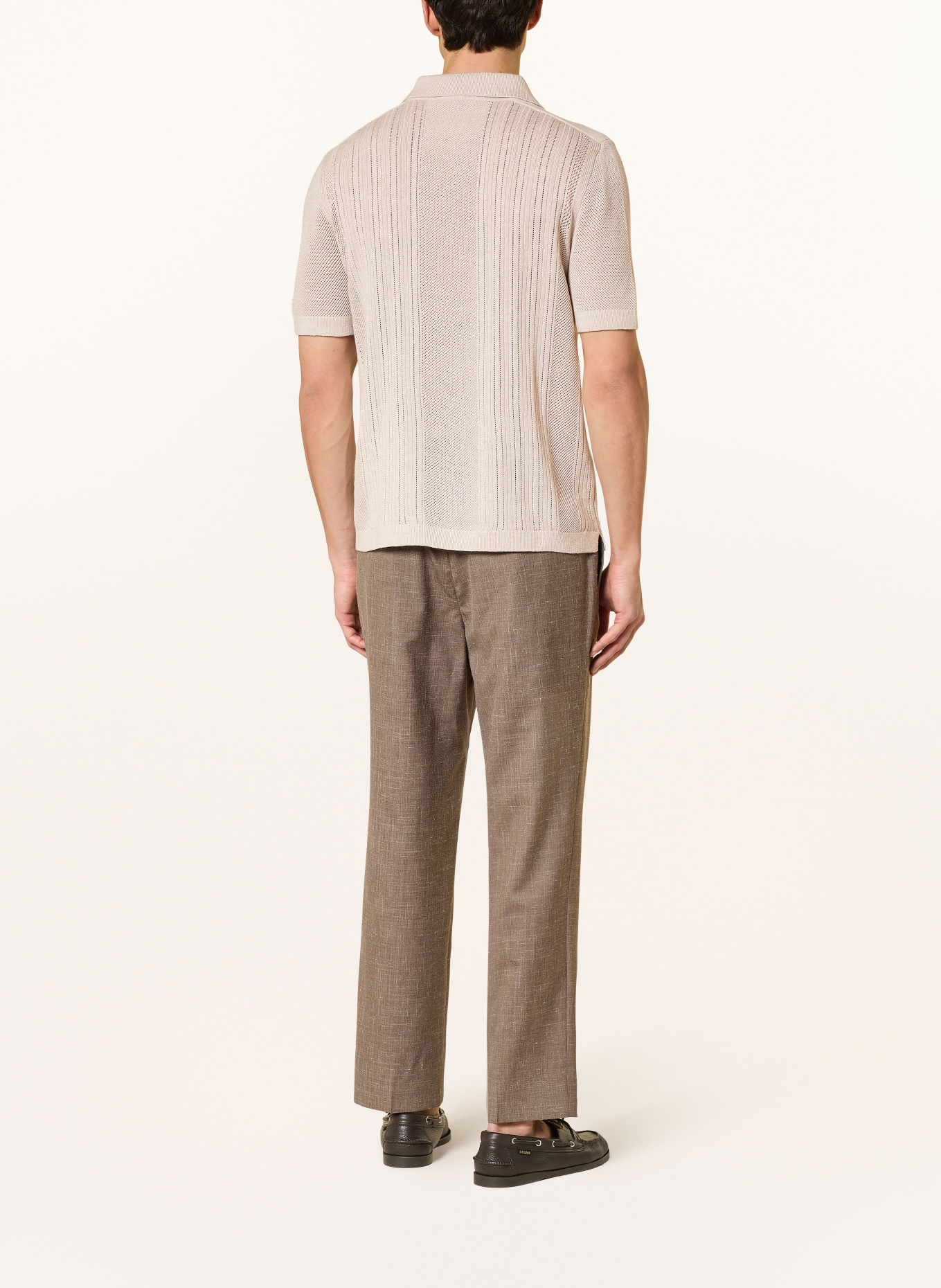 TIGER OF SWEDEN Polo en maille EOIN avec lin et laine mérinos: ÉCRU