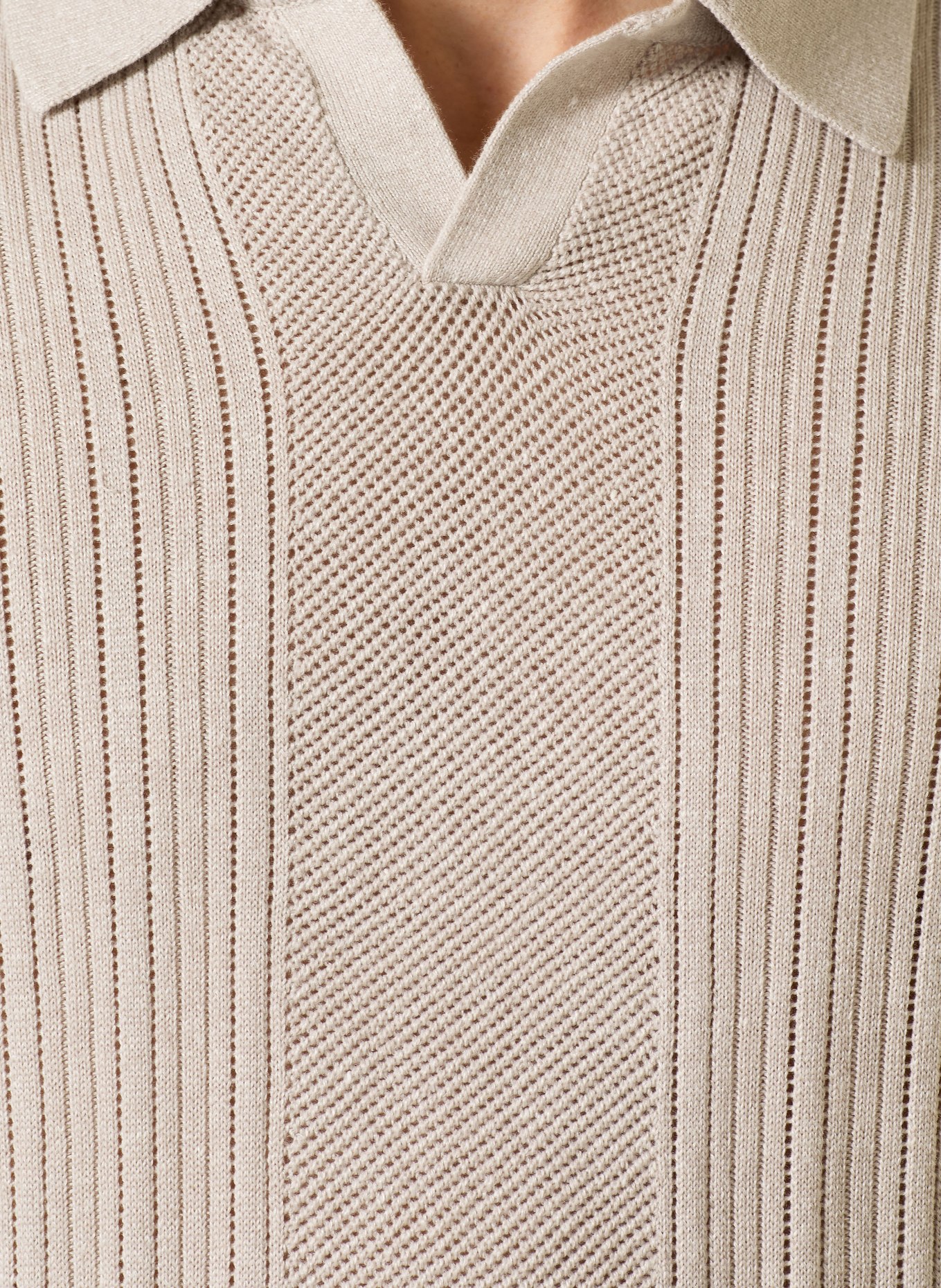 TIGER OF SWEDEN Polo en maille EOIN avec lin et laine mérinos: ÉCRU