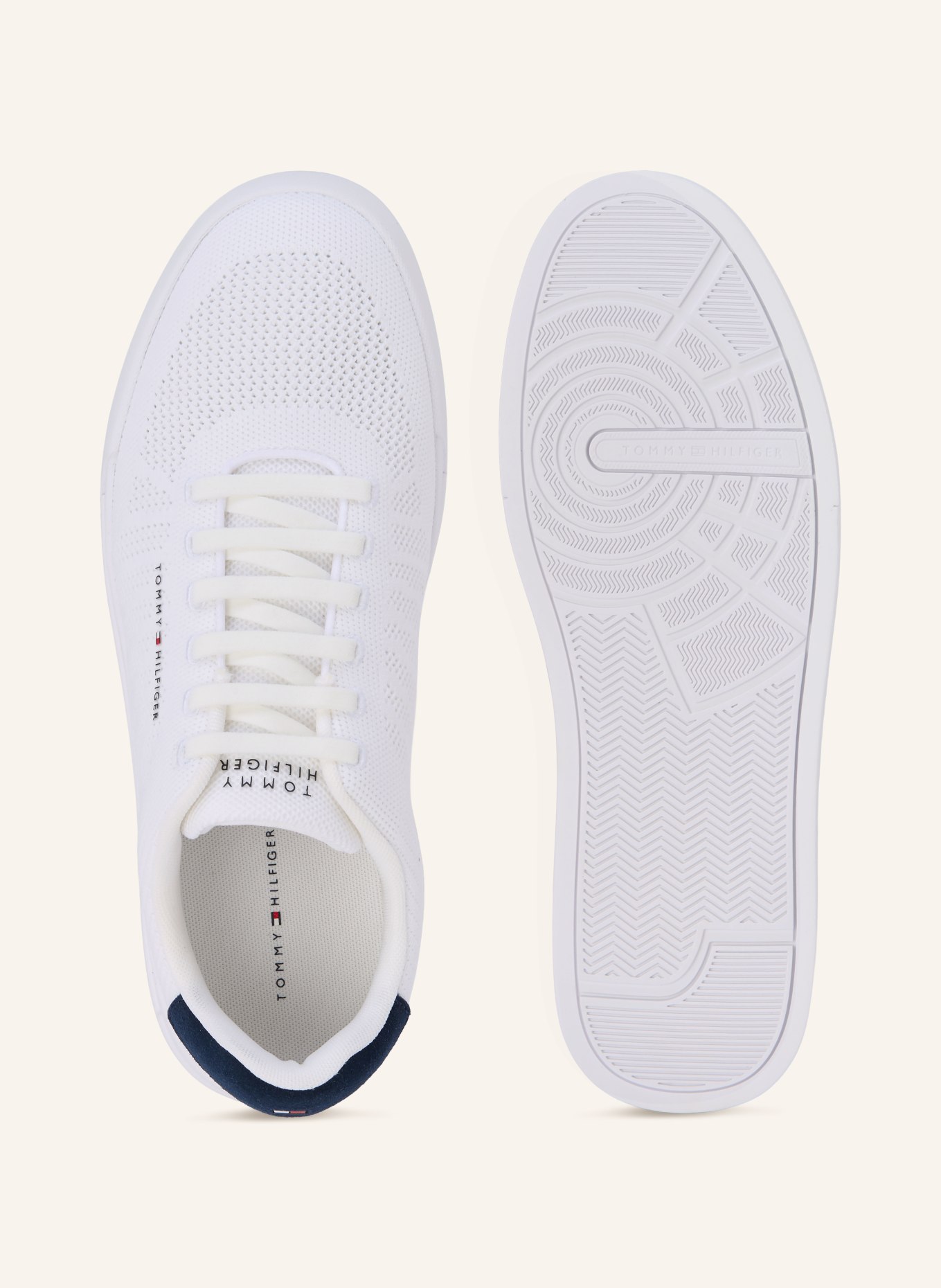 TOMMY HILFIGER Sneaker: WEISS / DUNKELBLAU