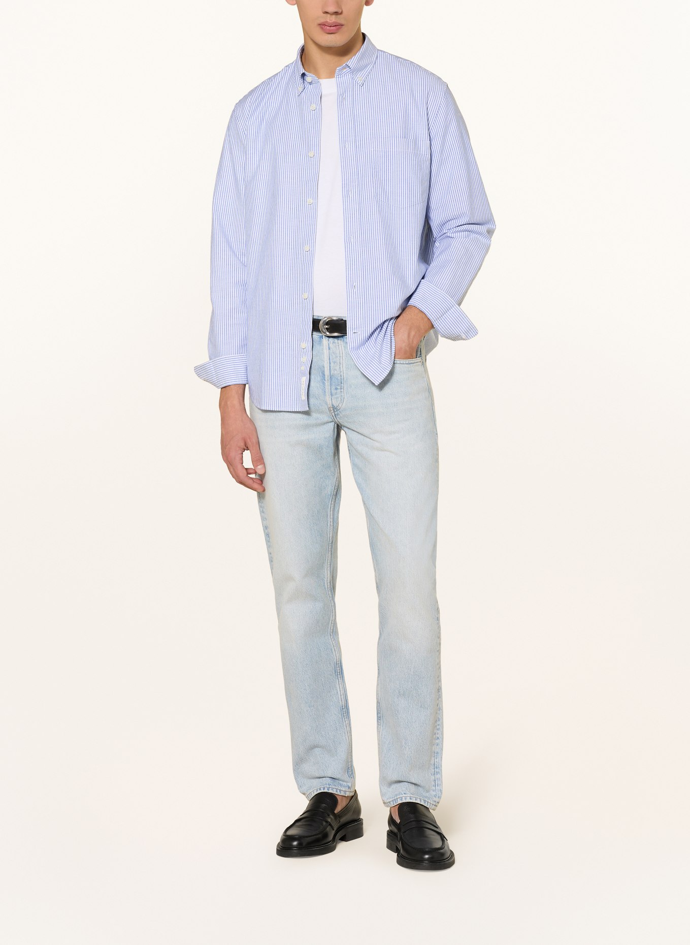 ARKET Oxford-overhemd Regular Fit: BLAUW / WIT