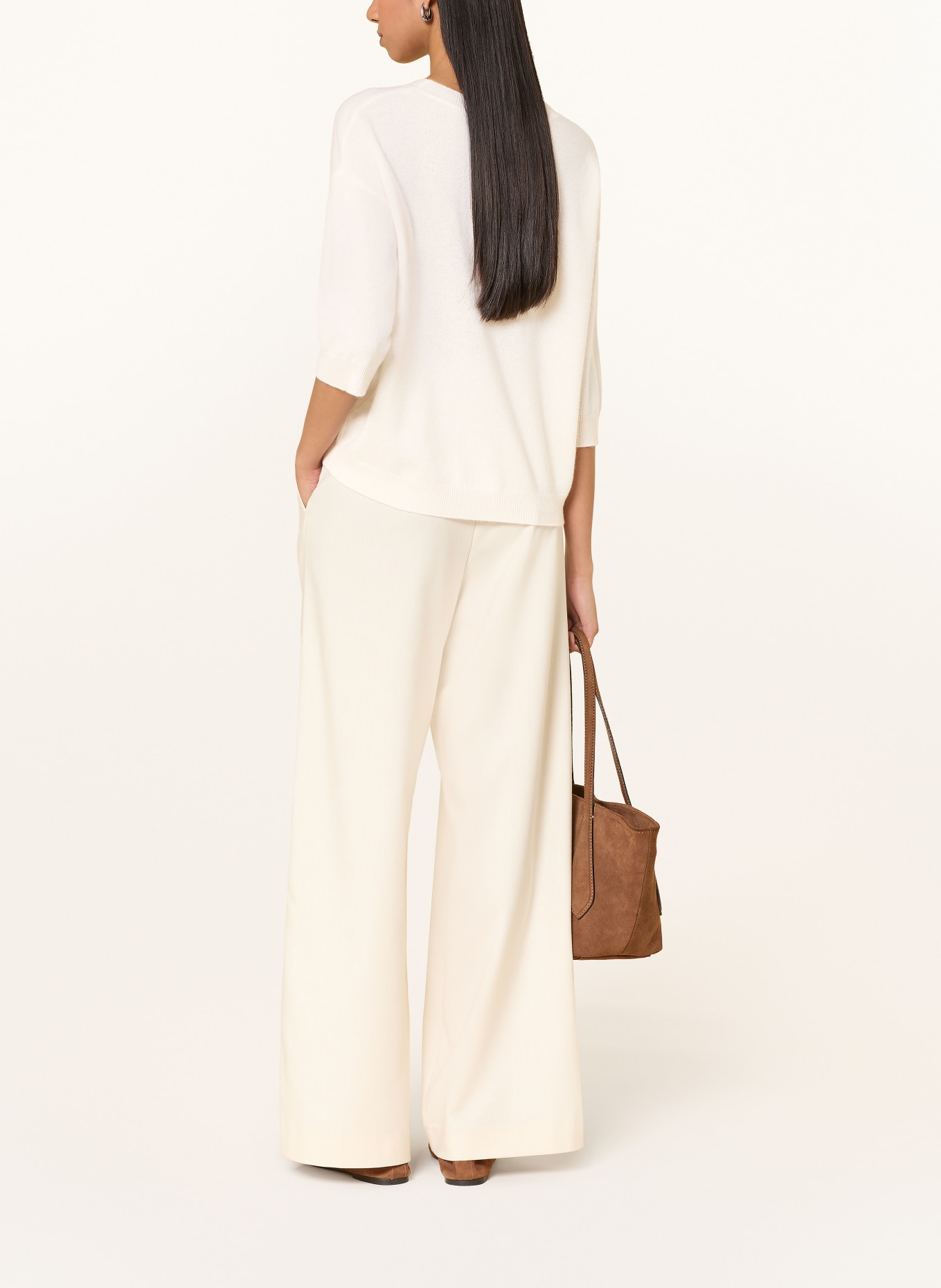 darling harbour Cashmere sweater with 3/4 sleeves: CREME