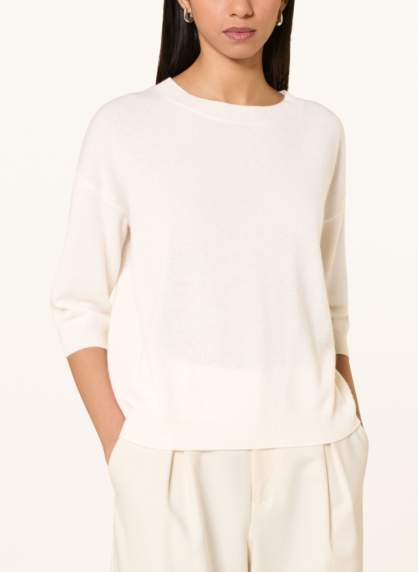 darling harbour Cashmere sweater with 3/4 sleeves: CREME
