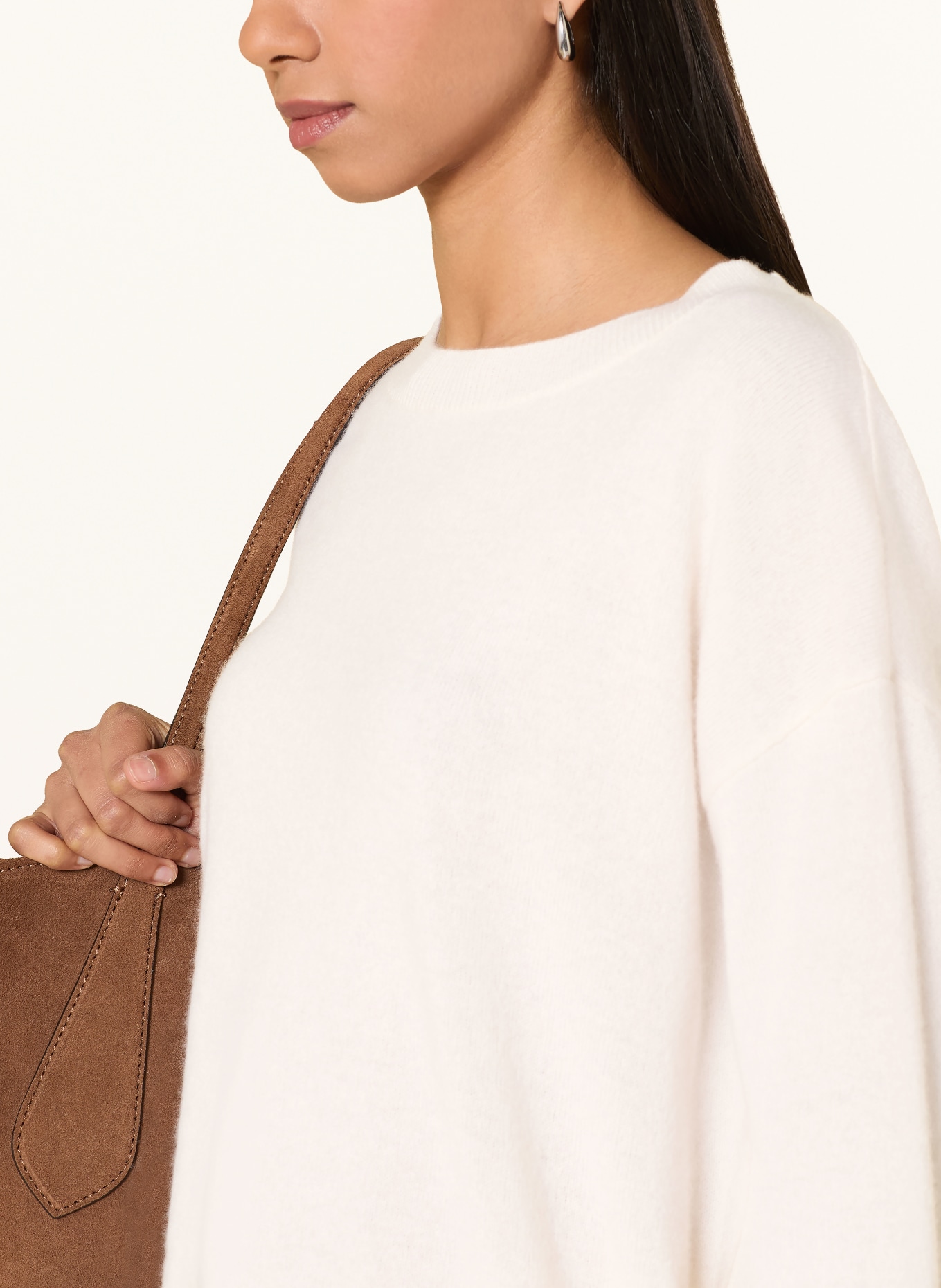 darling harbour Cashmere sweater with 3/4 sleeves: CREME