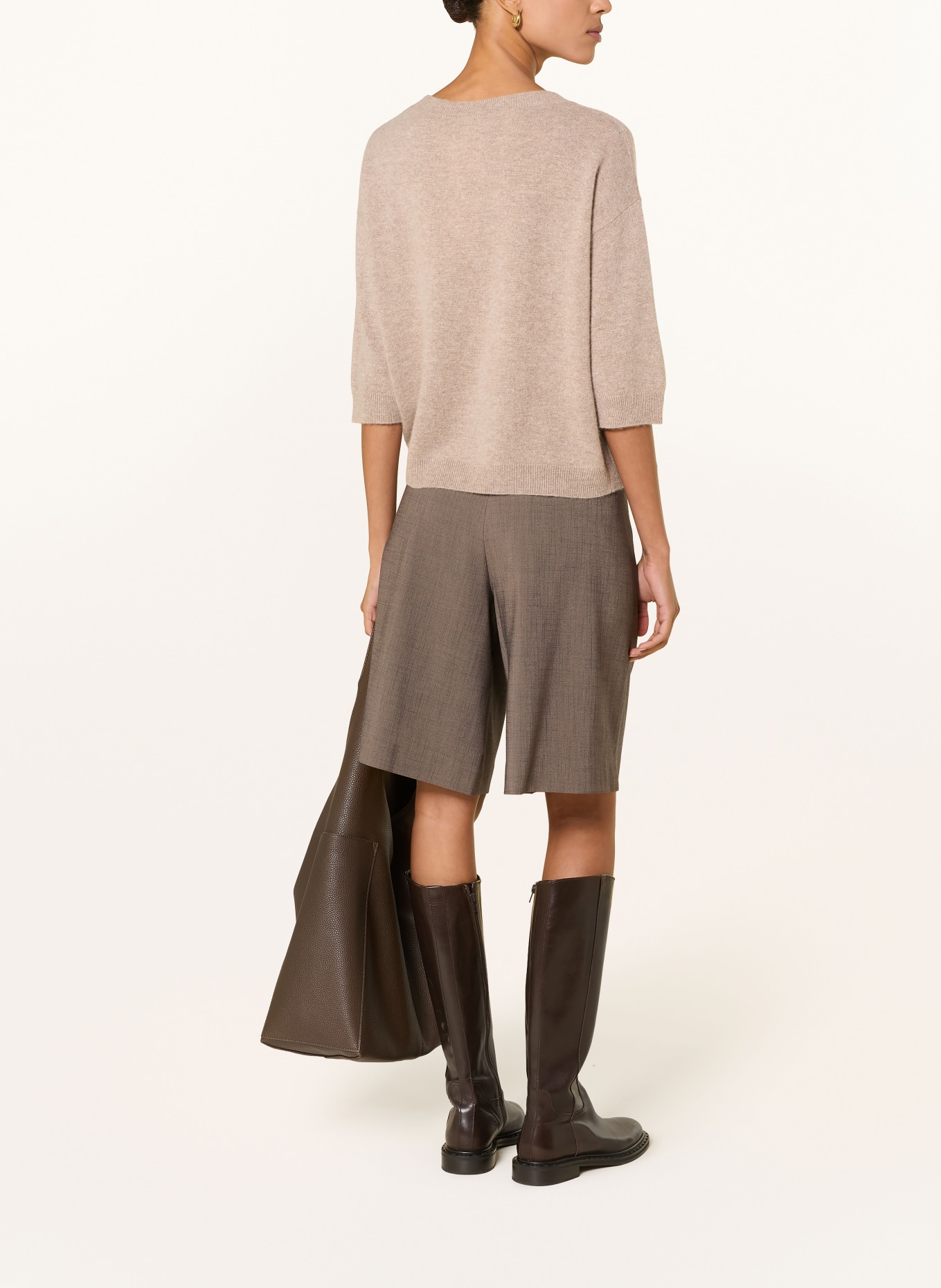 darling harbour Cashmere-Pullover mit 3/4-Arm: GREIGE MELANGE