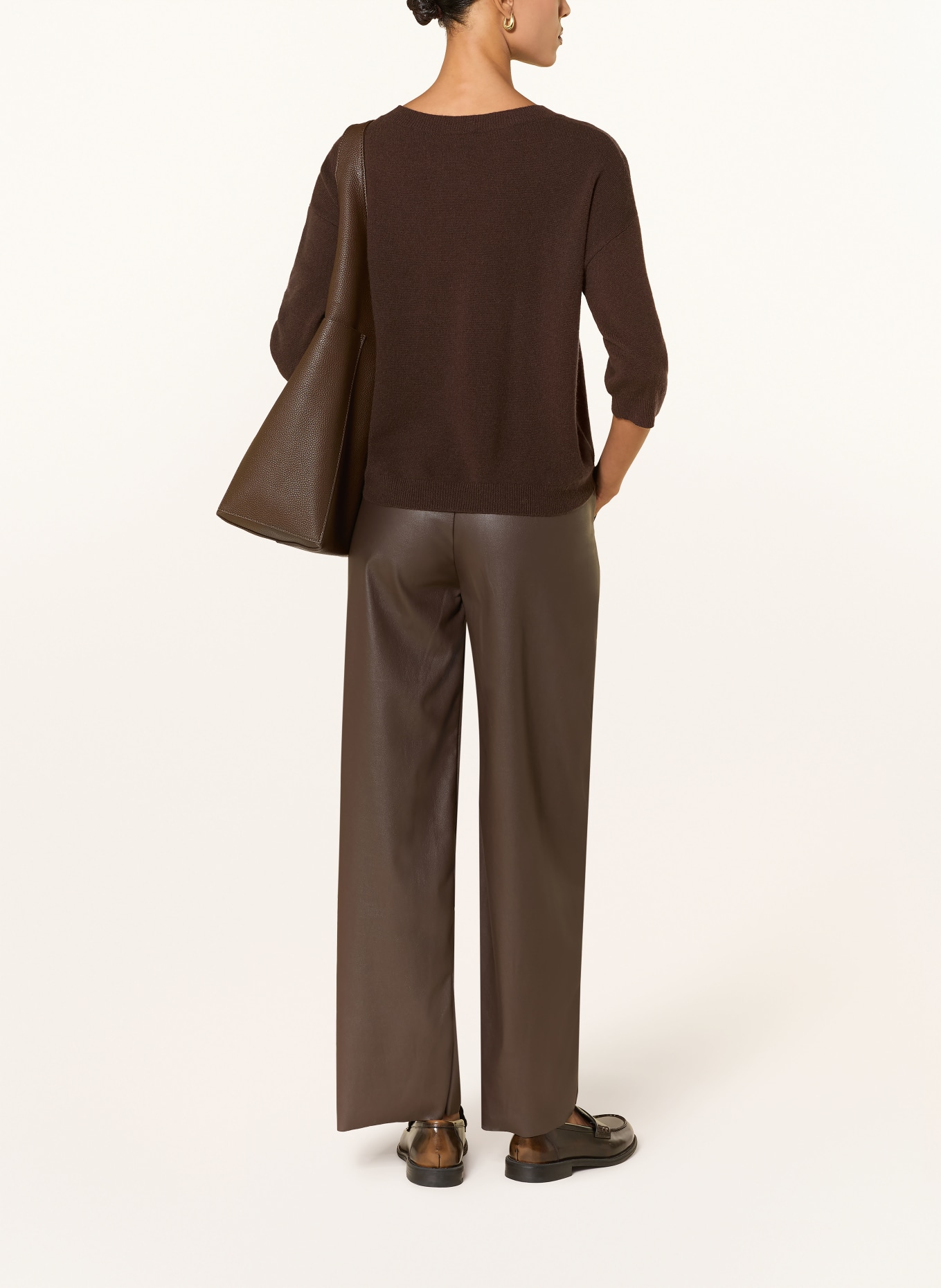 darling harbour Cashmere-Pullover mit 3/4-Arm: DARK BROWN
