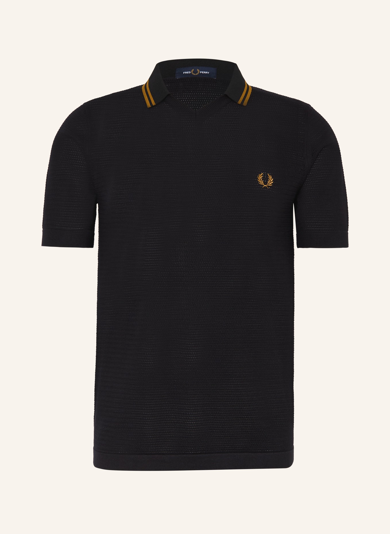 FRED PERRY Strick-Poloshirt: SCHWARZ