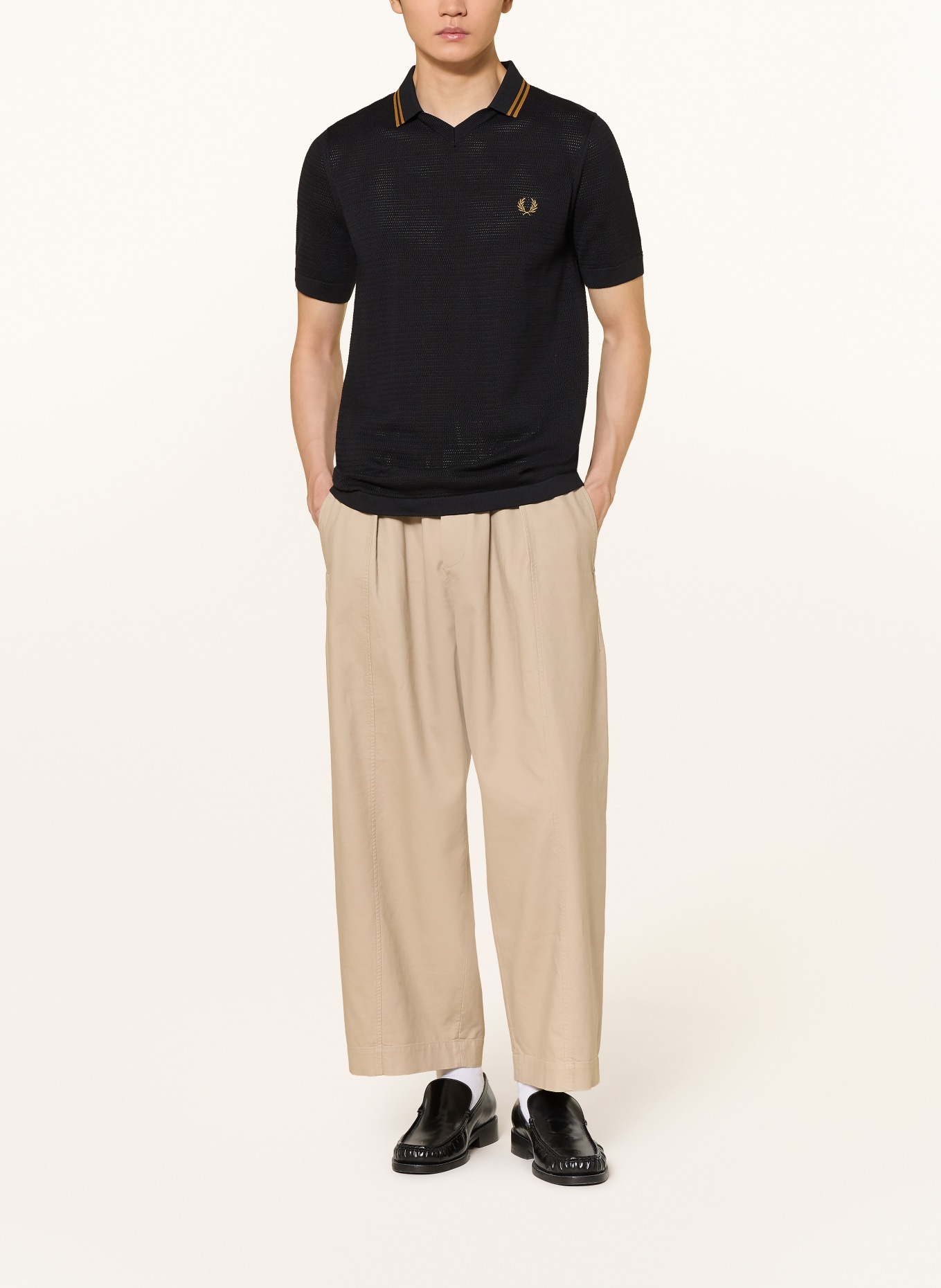 FRED PERRY Strick-Poloshirt: SCHWARZ