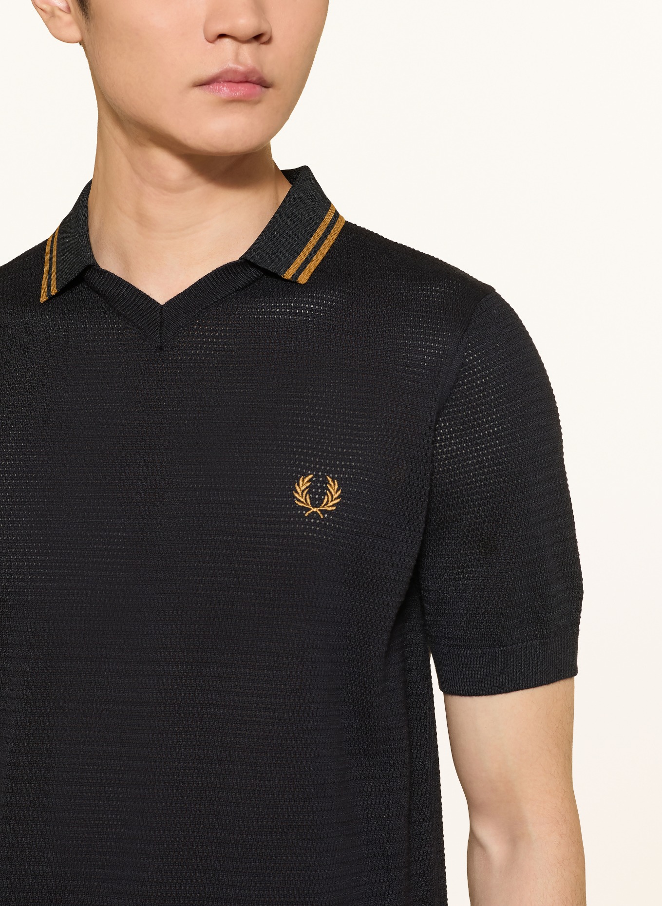 FRED PERRY Strick-Poloshirt: SCHWARZ