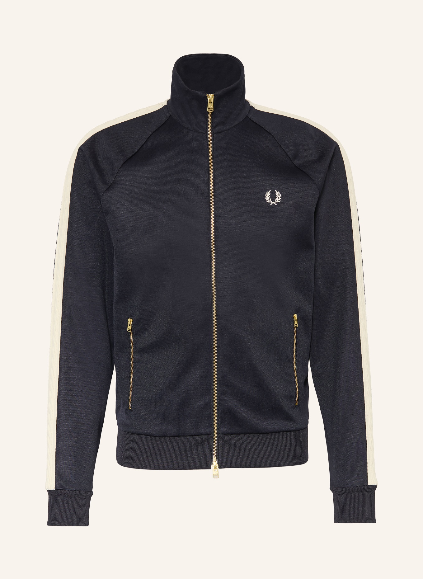 FRED PERRY Kurtka treningowa z galonowymi paskami: GRANATOWY / ECRU
