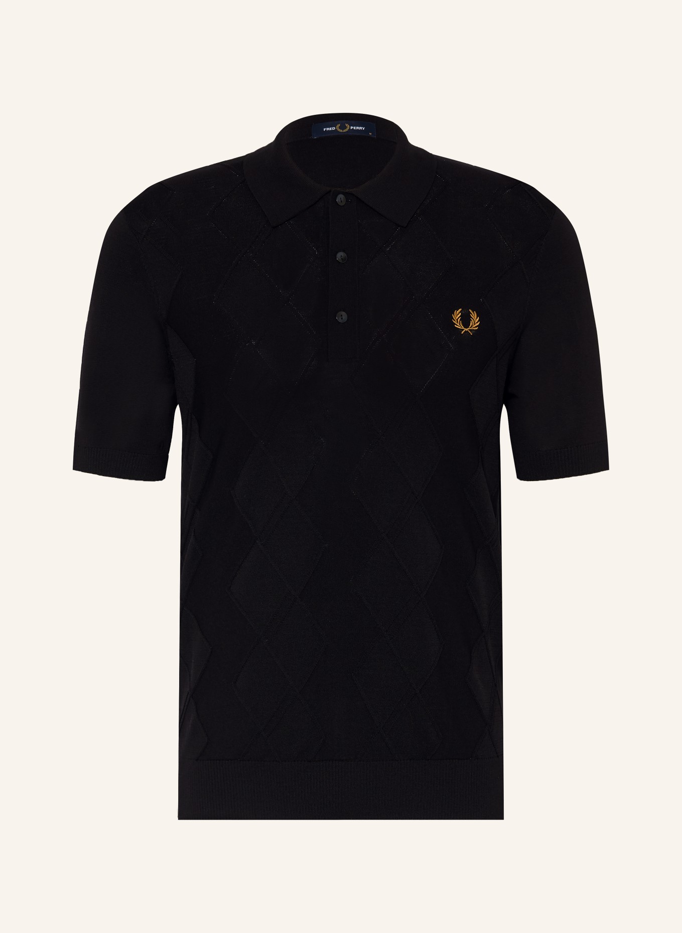 FRED PERRY Pletené polo tričko: ČERNÁ