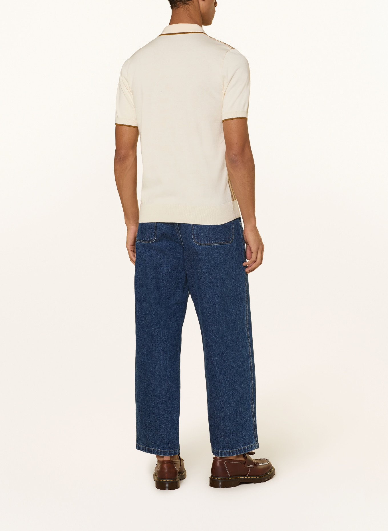 FRED PERRY Strick-Poloshirt: HELLBRAUN / ECRU