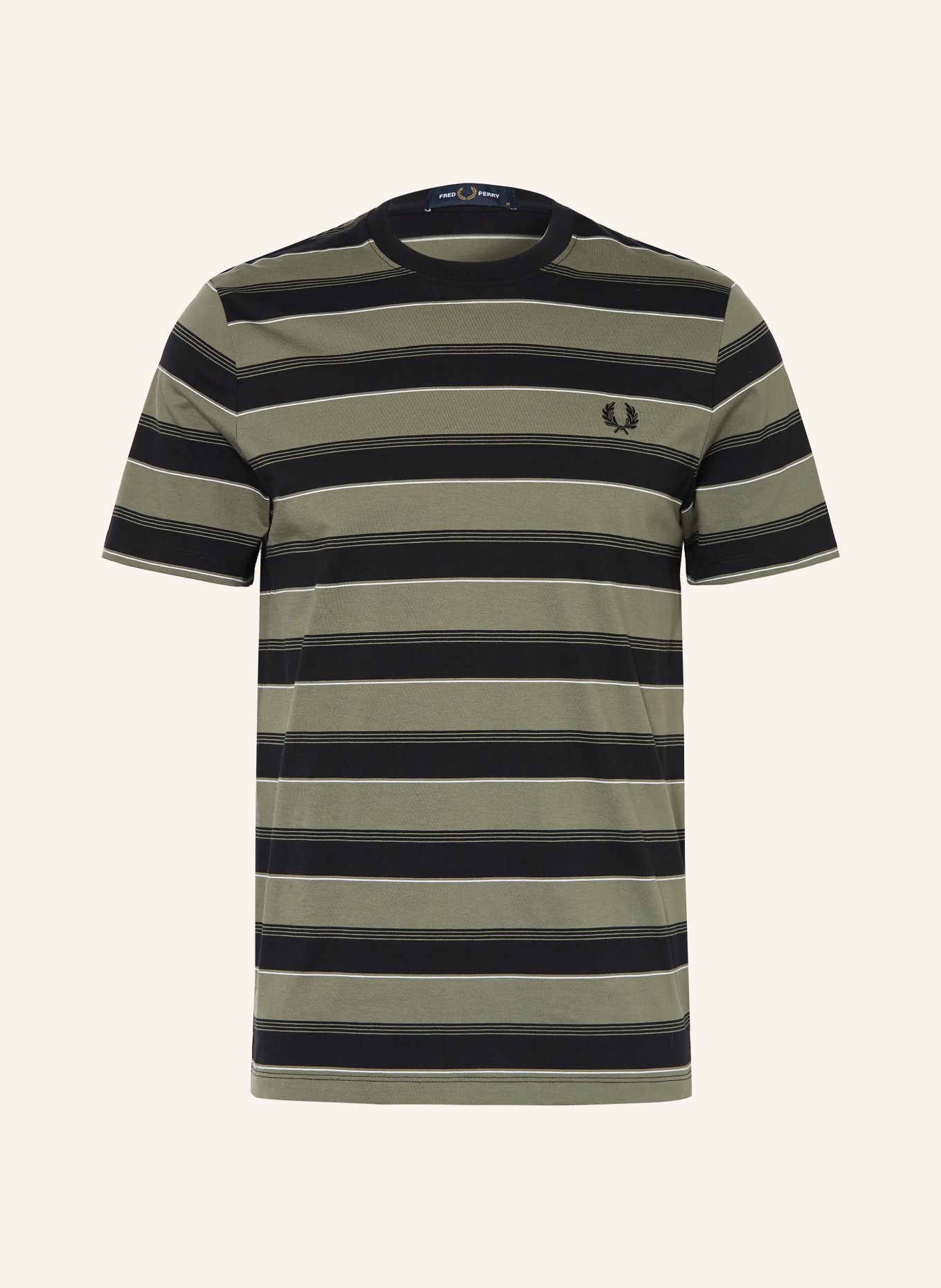 FRED PERRY T-Shirt: SCHWARZ / KHAKI / WEISS