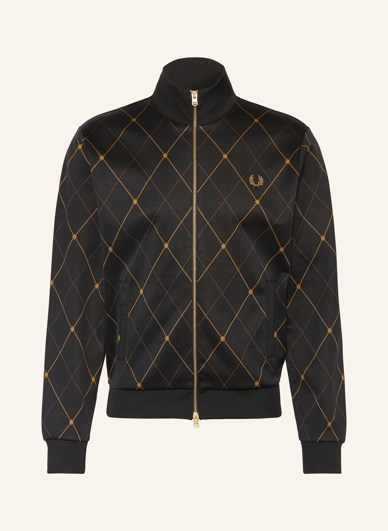 FRED PERRY sweat à capuche: BLEU FONCÉ / MARRON CLAIR