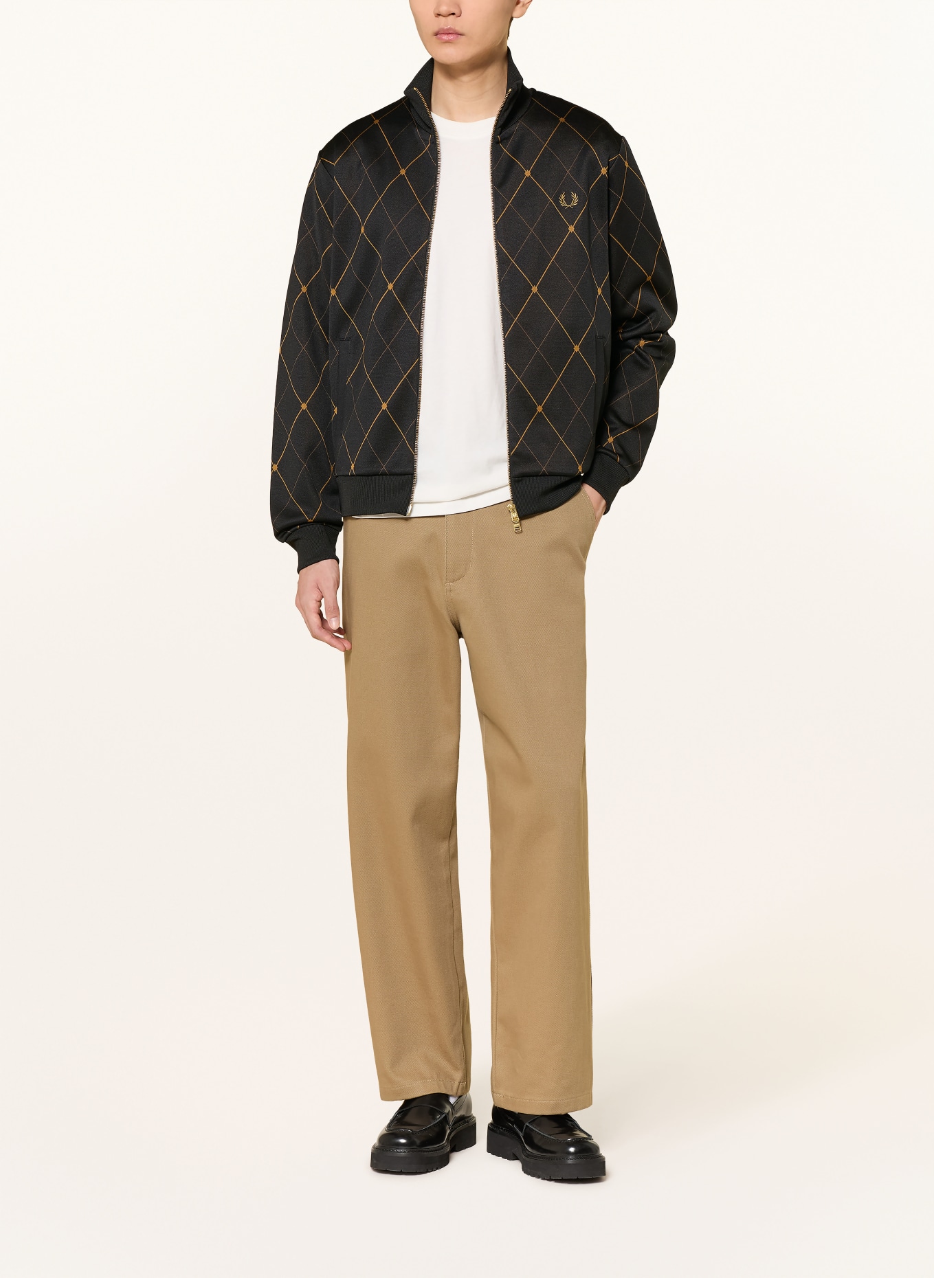 FRED PERRY sweat à capuche: BLEU FONCÉ / MARRON CLAIR