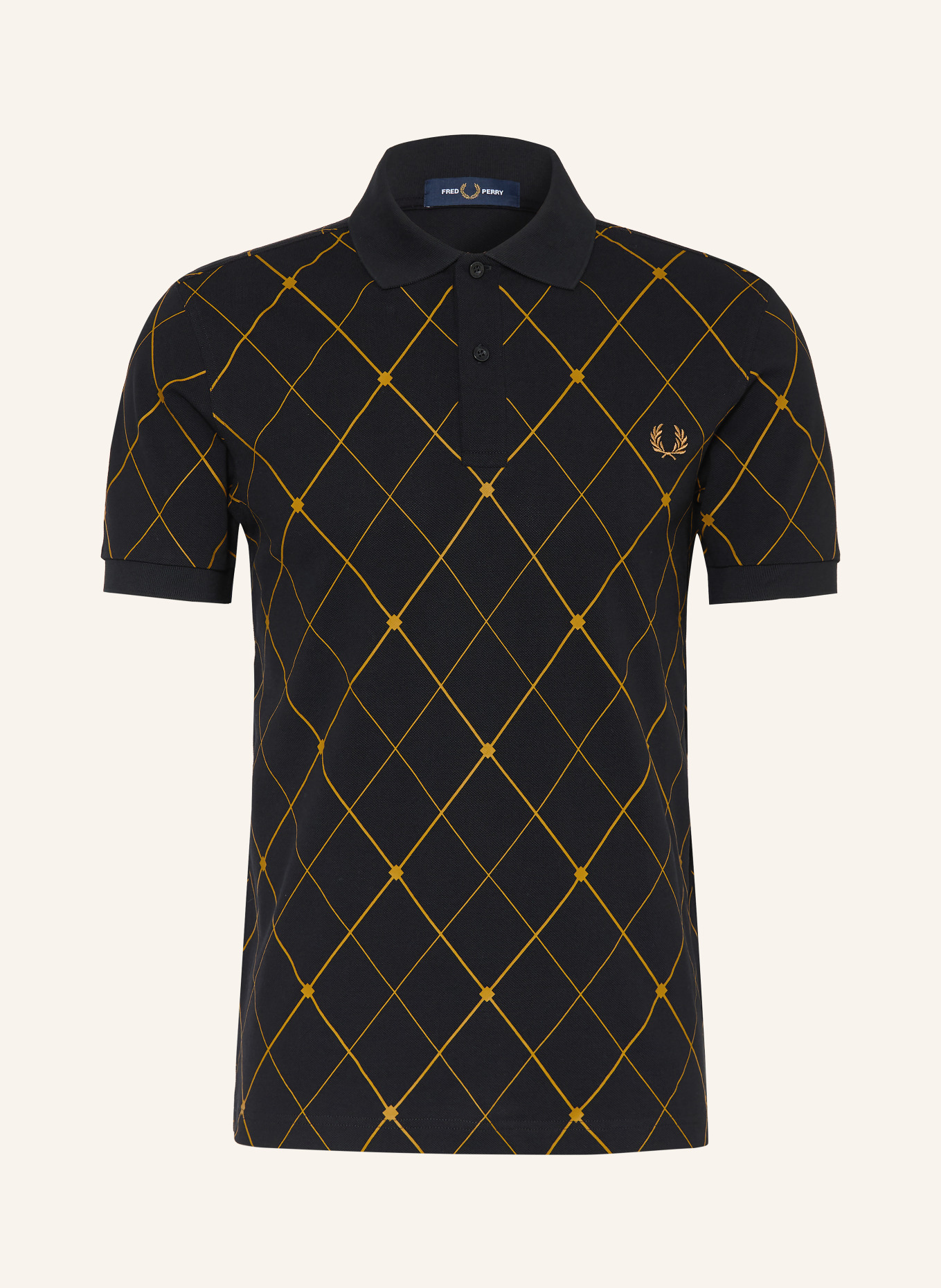 FRED PERRY Piqué polokošile: ČERNÁ / HNĚDÁ