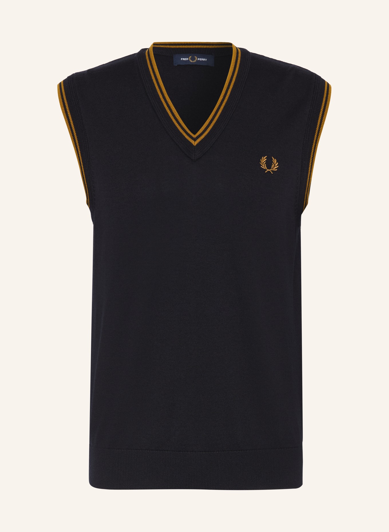 FRED PERRY sleeveless sweater: DARK BLUE