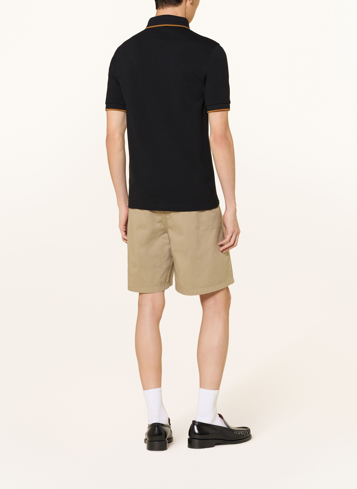 FRED PERRY piqué polo shirt: BLACK / DARK ORANGE