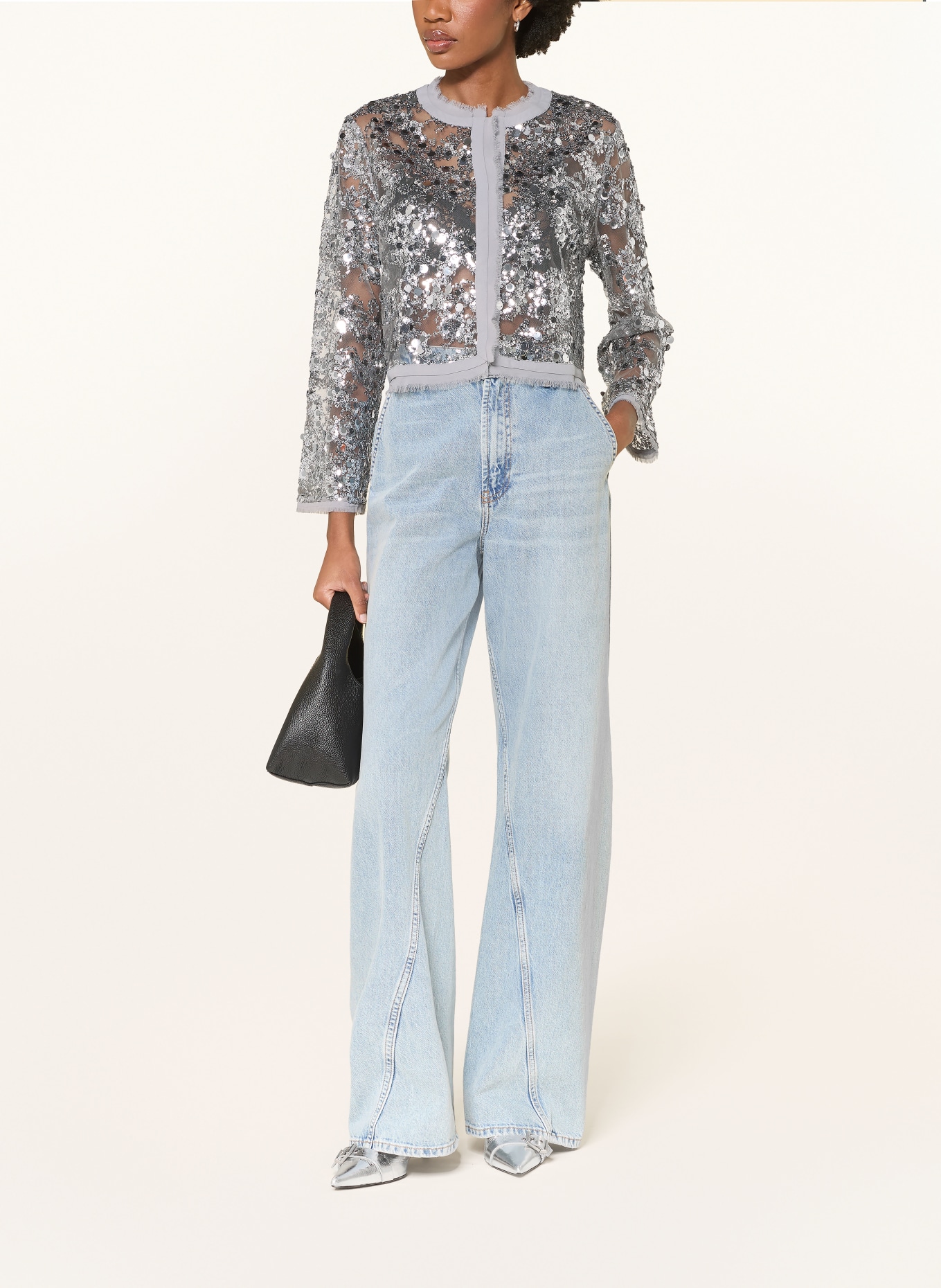 BAUM UND PFERDGARTEN BETHINA mesh bolero with sequins: SILVER