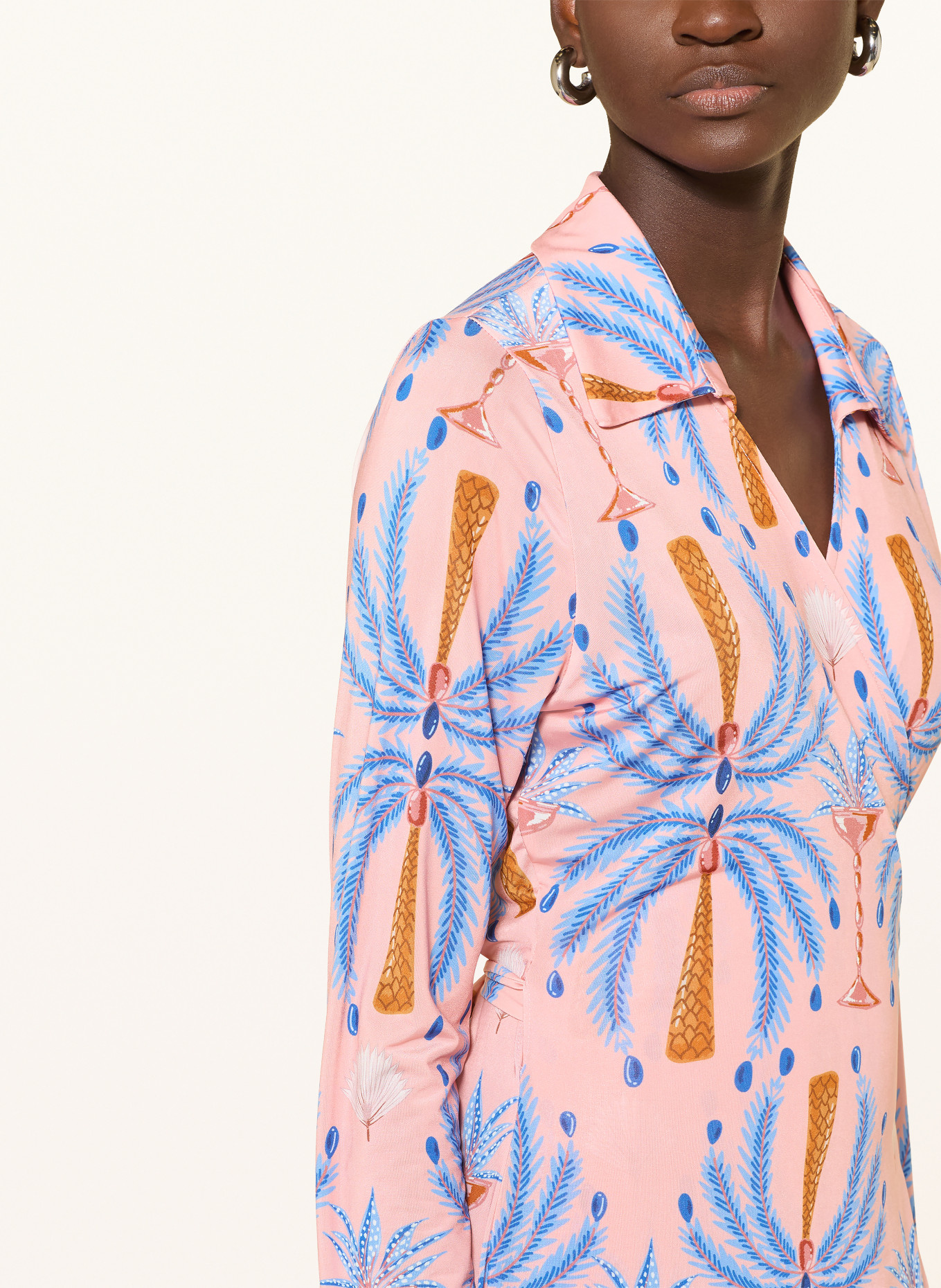 marivie ELEGANT Wrap Dress!: LIGHT RED / COGNAC / BLUE