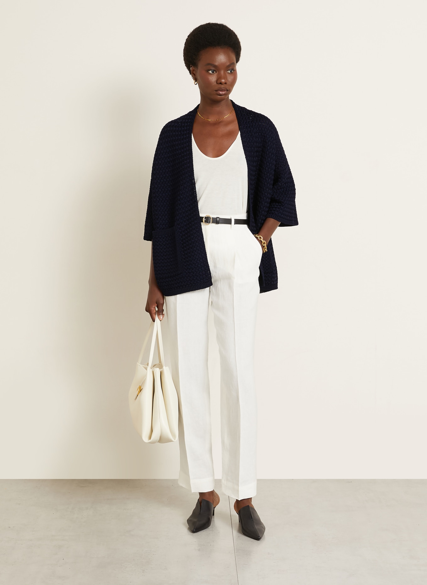 IRIS von ARNIM Gebreide hoes met 3/4-mouwen: DONKERBLAUW