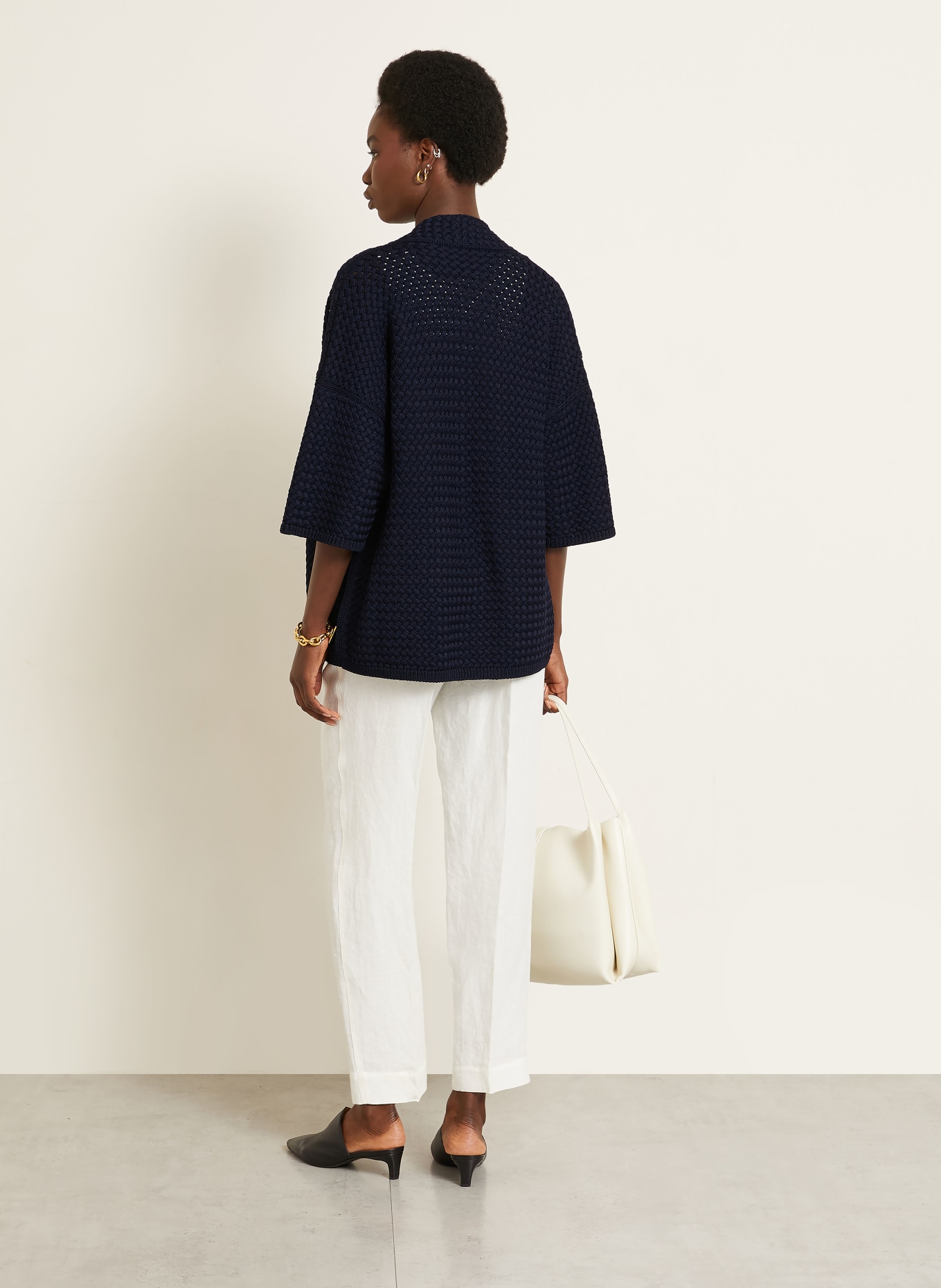 IRIS von ARNIM Gebreide hoes met 3/4-mouwen: DONKERBLAUW