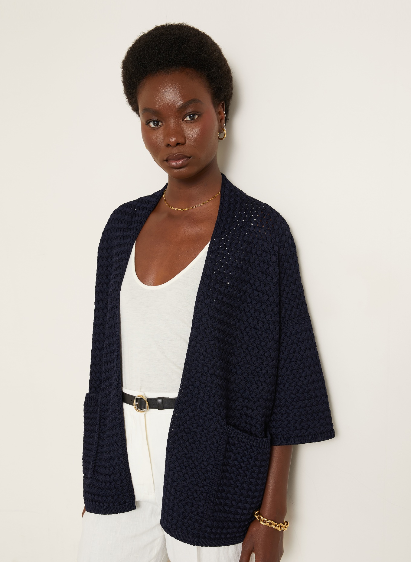 IRIS von ARNIM Gebreide hoes met 3/4-mouwen: DONKERBLAUW