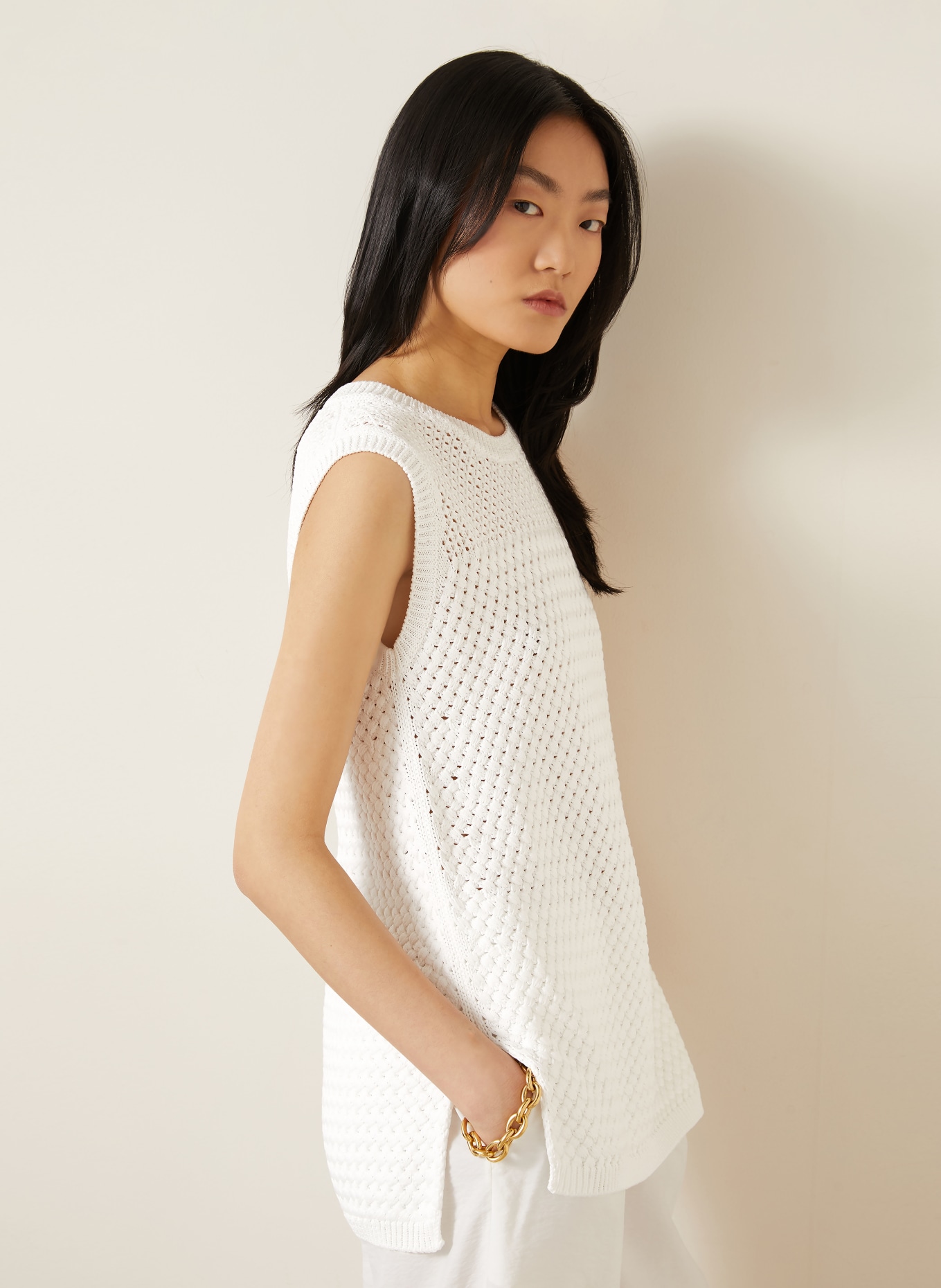 IRIS von ARNIM Stricktop CARIMA: WEISS