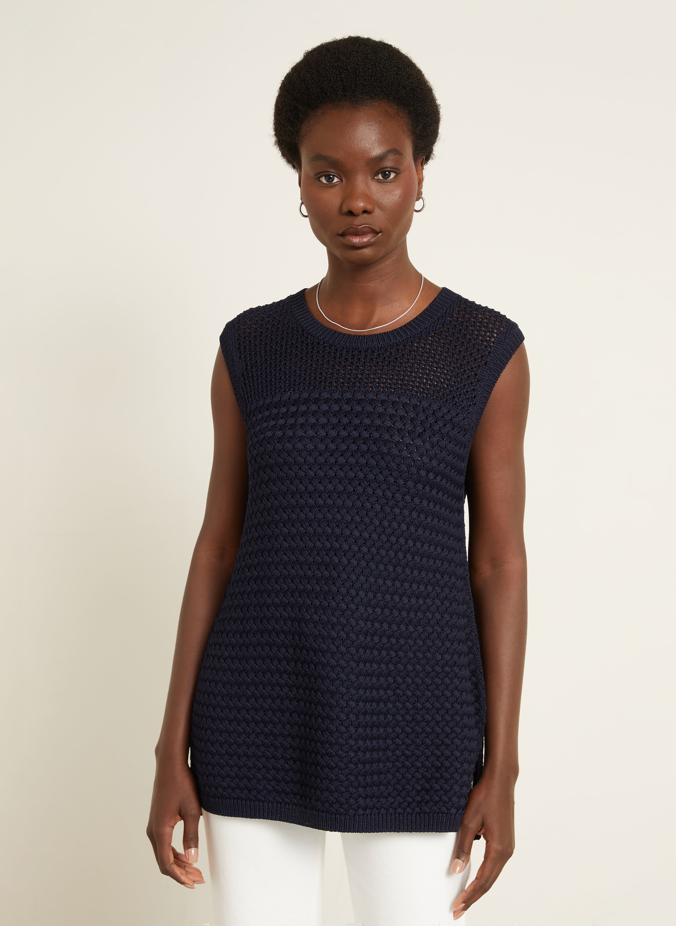 IRIS von ARNIM Top en maille CARIMA: BLEU FONCÉ