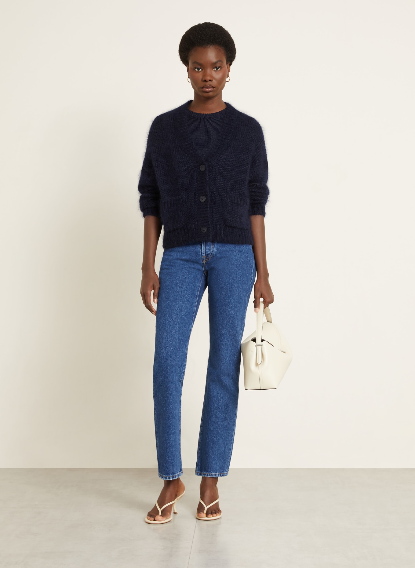 IRIS von ARNIM Cardigan LIMONE en mohair et soie: BLEU FONCÉ