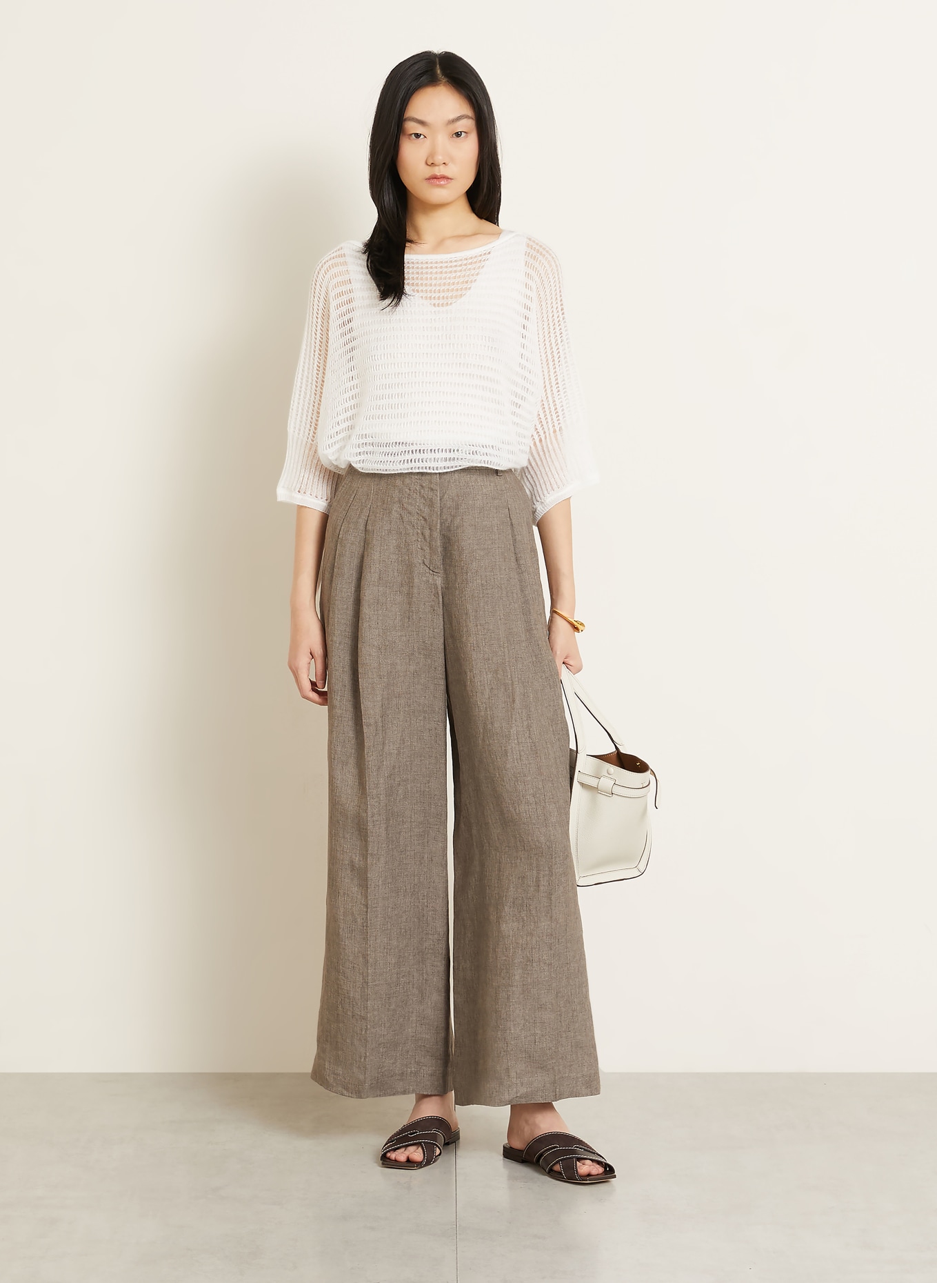 IRIS von ARNIM Marlenehose SANTORINI aus Leinen: TAUPE