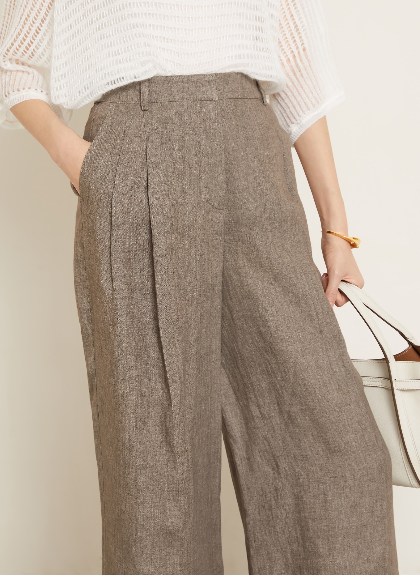 IRIS von ARNIM Marlenehose SANTORINI aus Leinen: TAUPE