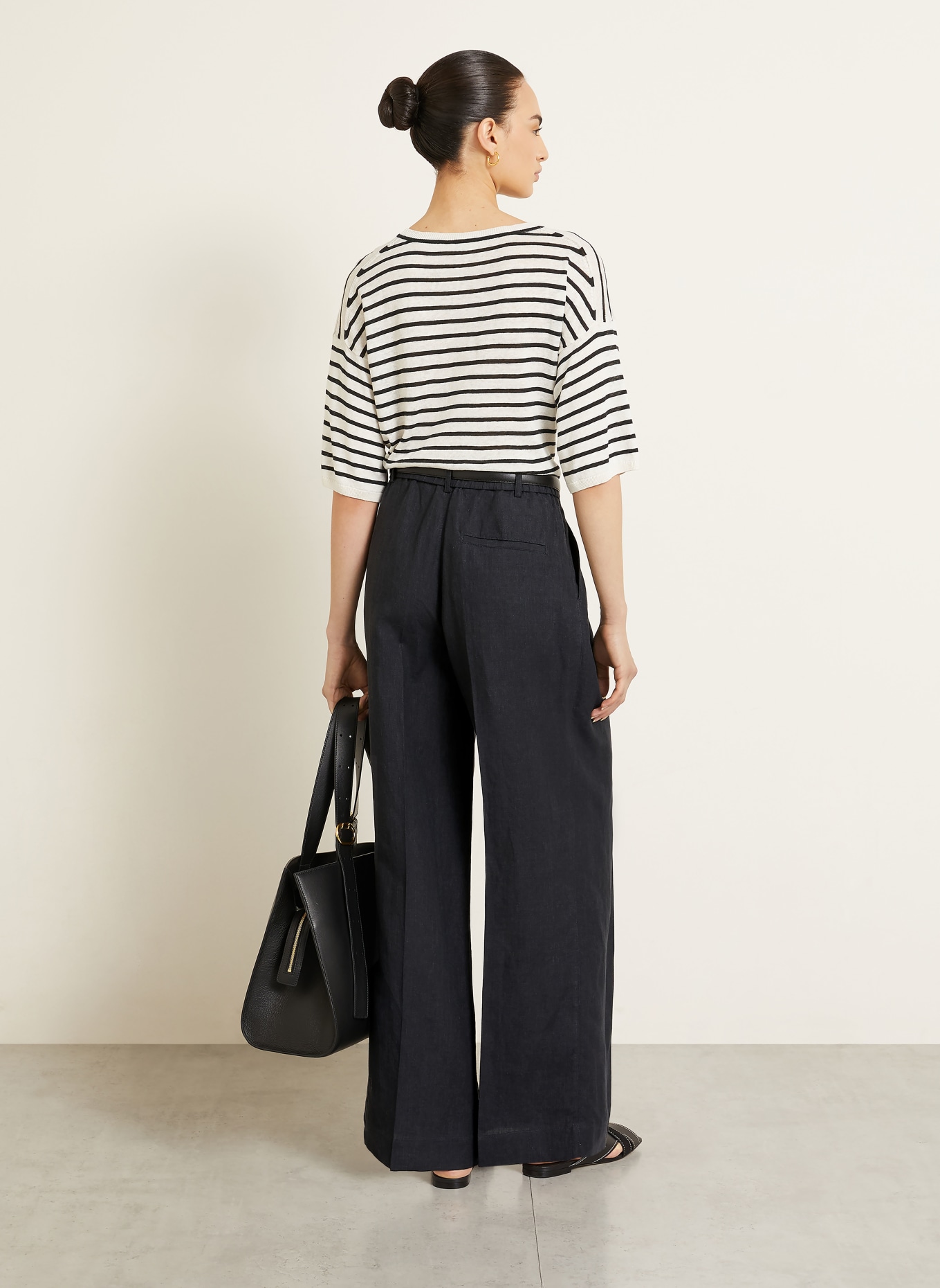 IRIS von ARNIM Marlene-broek SANTORINI van linnen: ZWART