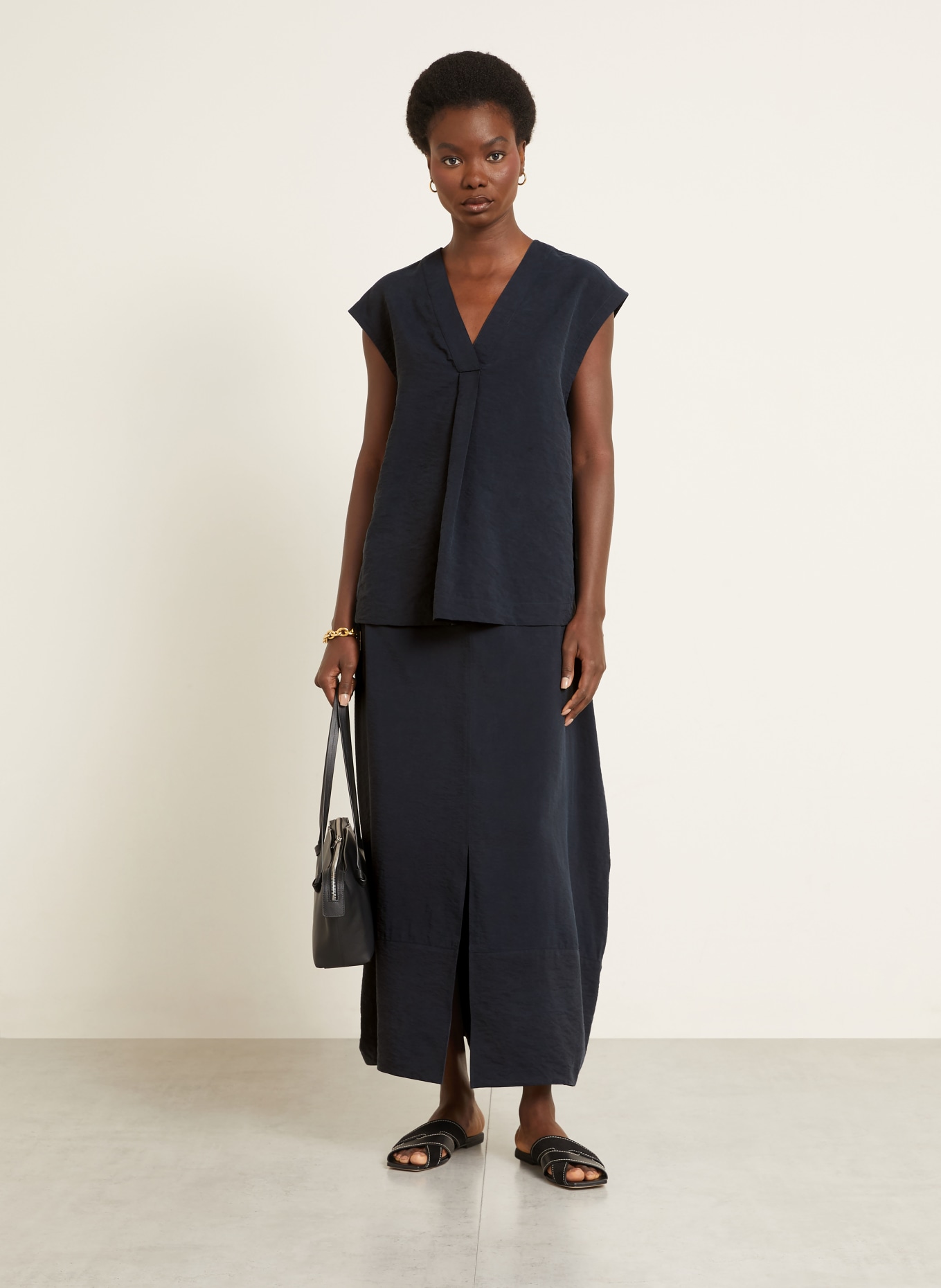 IRIS von ARNIM NEOLANI silk blouse top: DARK BLUE