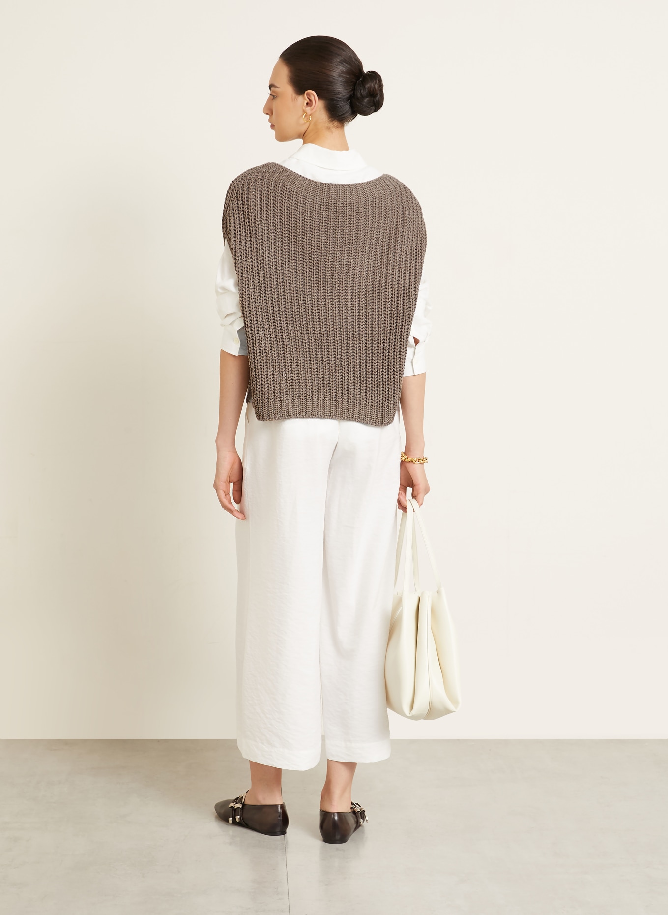 IRIS von ARNIM Strickshirt AVELIN mit Leinen und Seide: TAUPE