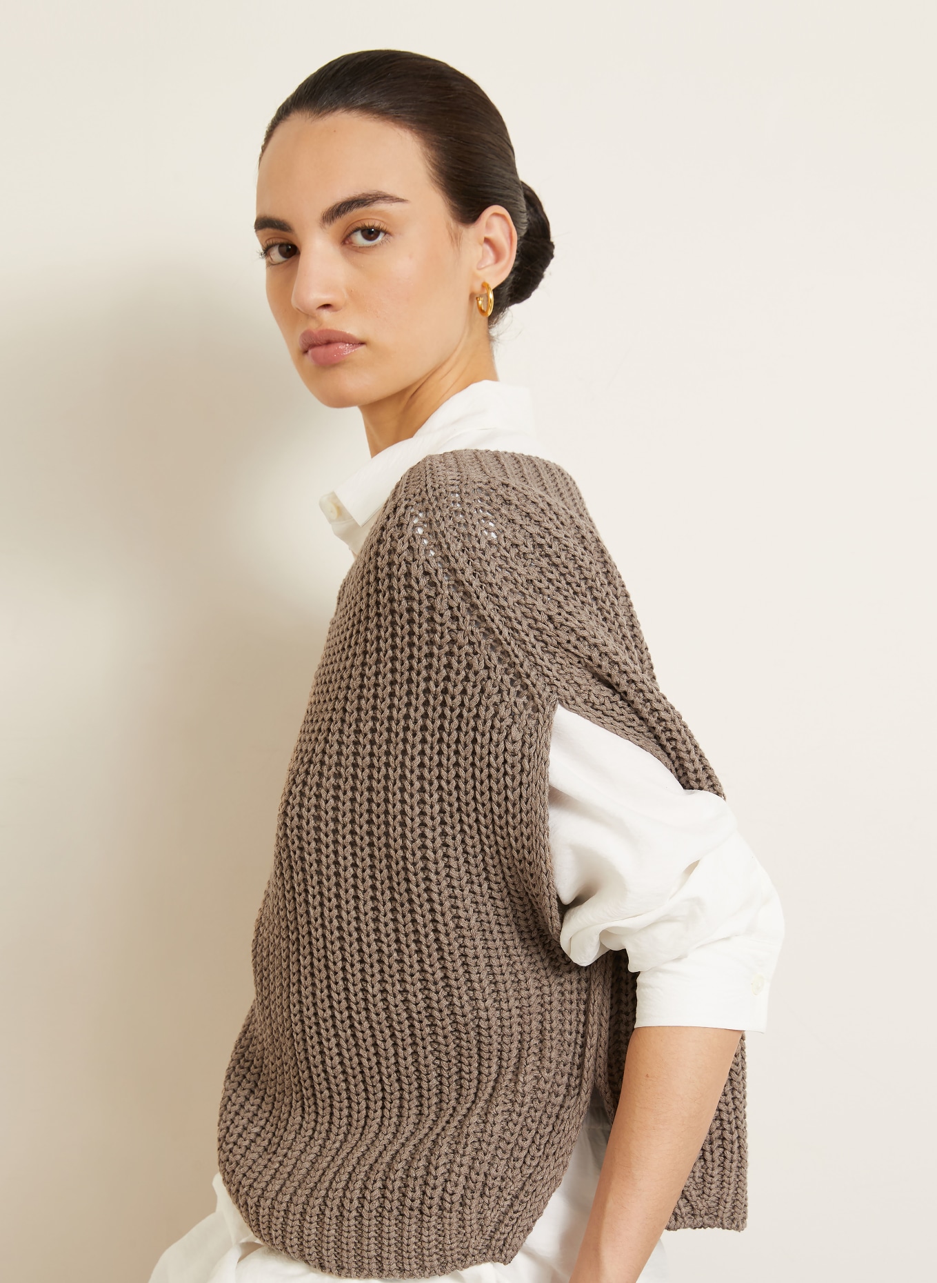 IRIS von ARNIM Strickshirt AVELIN mit Leinen und Seide: TAUPE