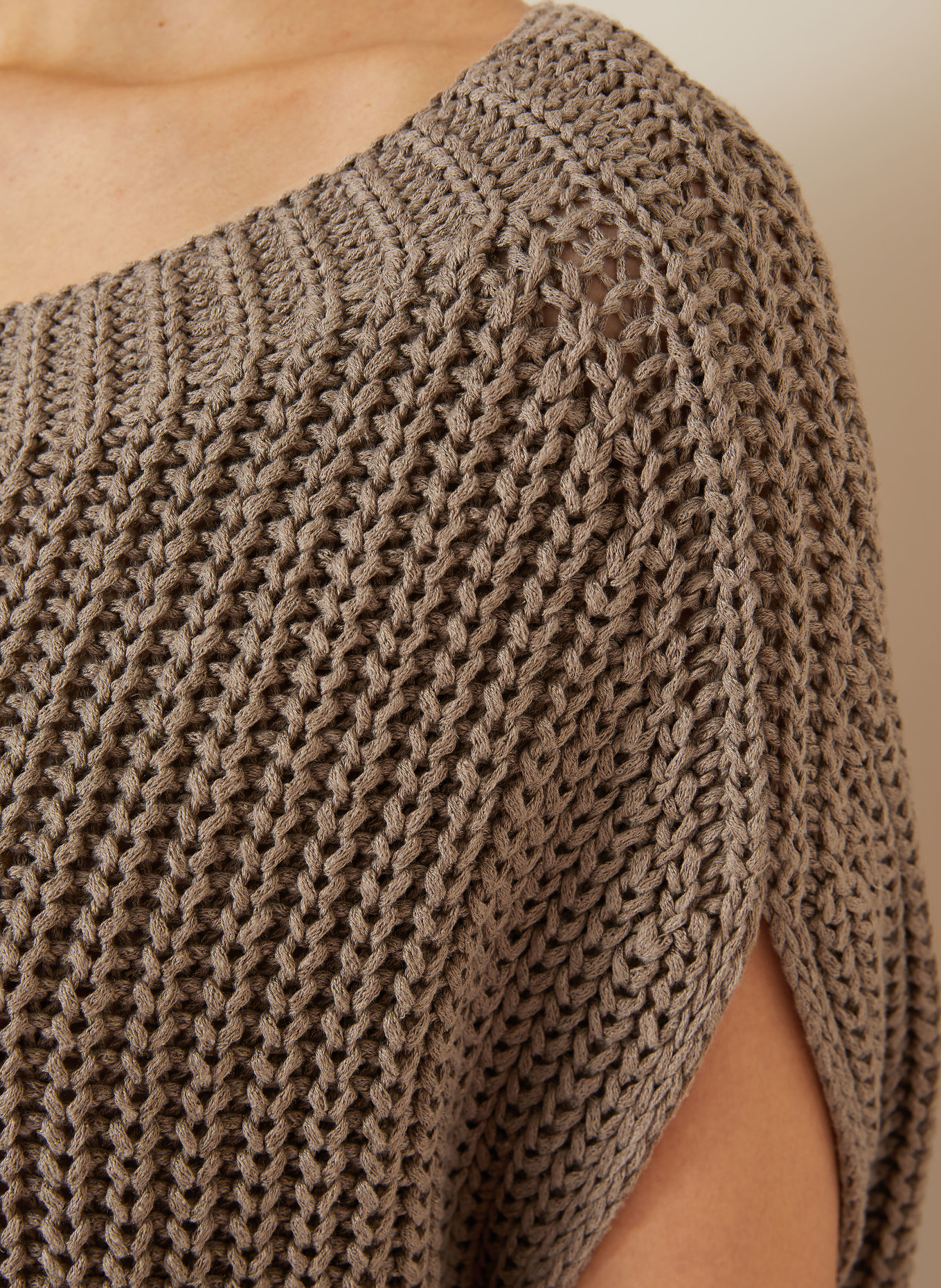 IRIS von ARNIM Strickshirt AVELIN mit Leinen und Seide: TAUPE