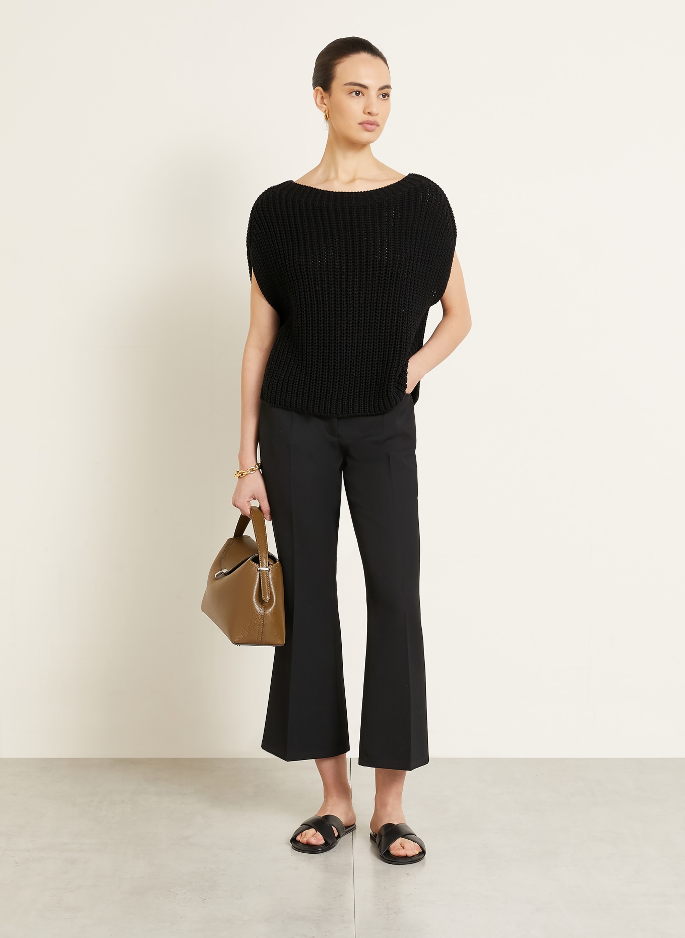 IRIS von ARNIM Gebreid shirt AVELIN met linnen en zijde: ZWART