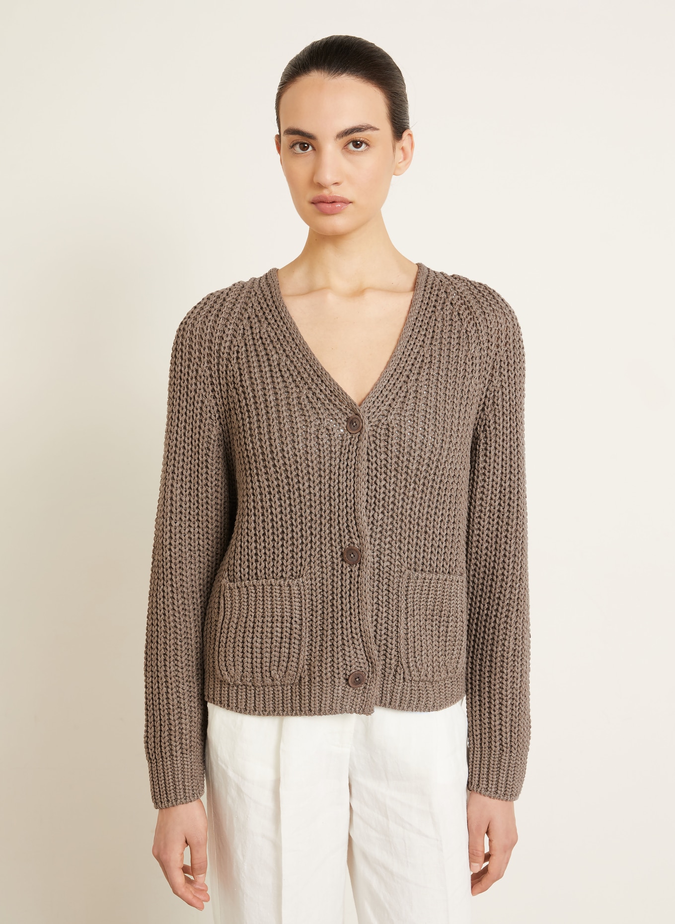 IRIS von ARNIM Vest ALIVA met zijde en linnen: TAUPE