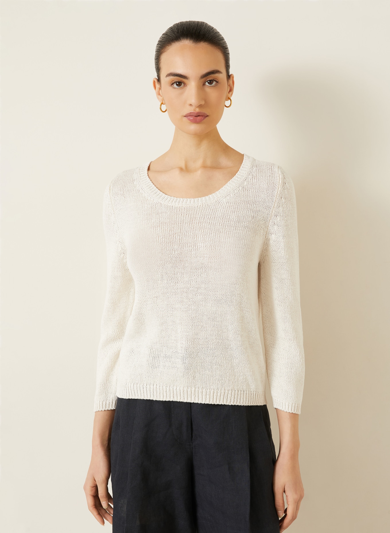 IRIS von ARNIM Trui DILIA met zijde en linnen: CRÈME